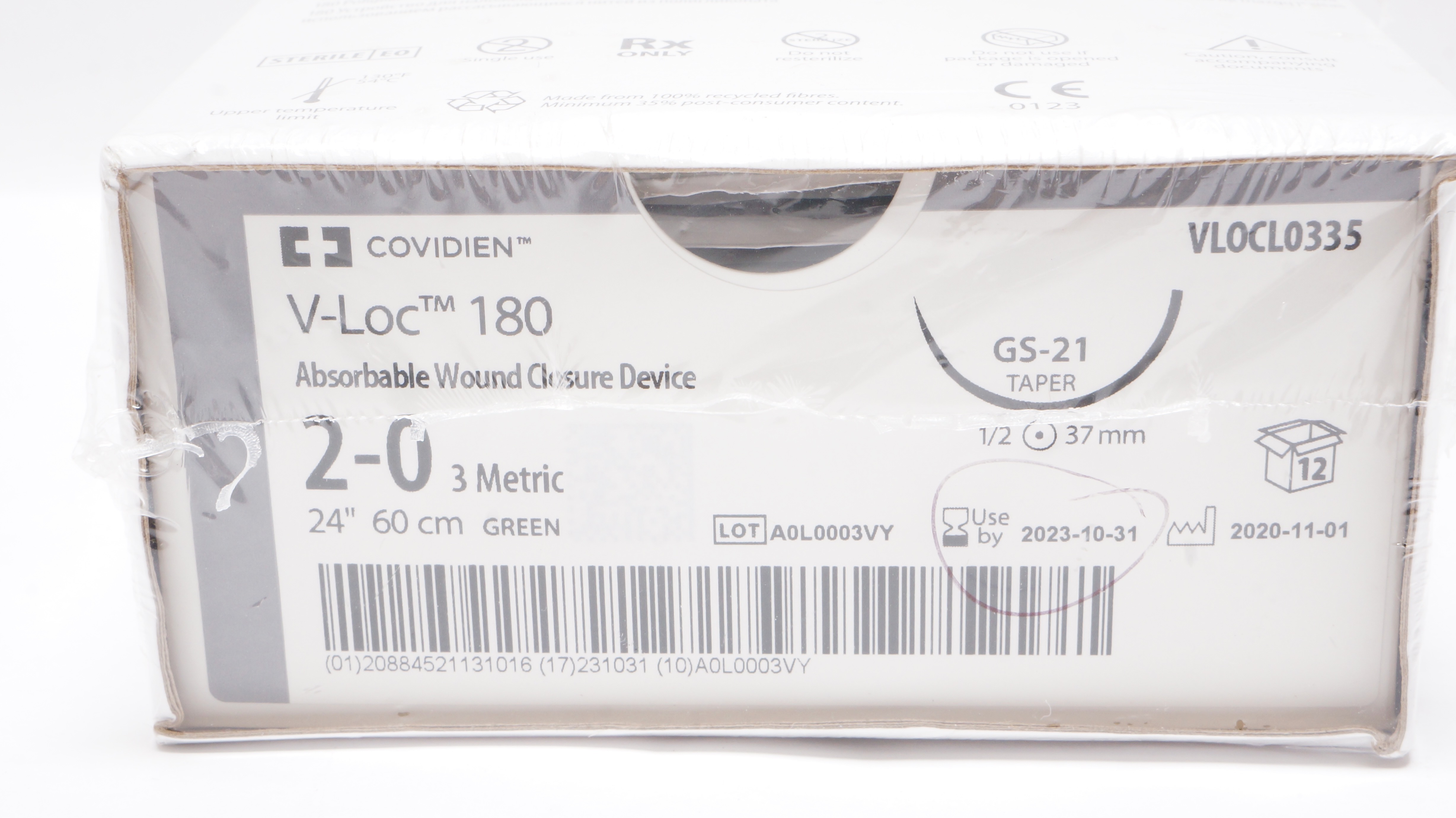 Covidien VLOCL0335 2-0 V-Loc 180 Wound Closure Device GS-21