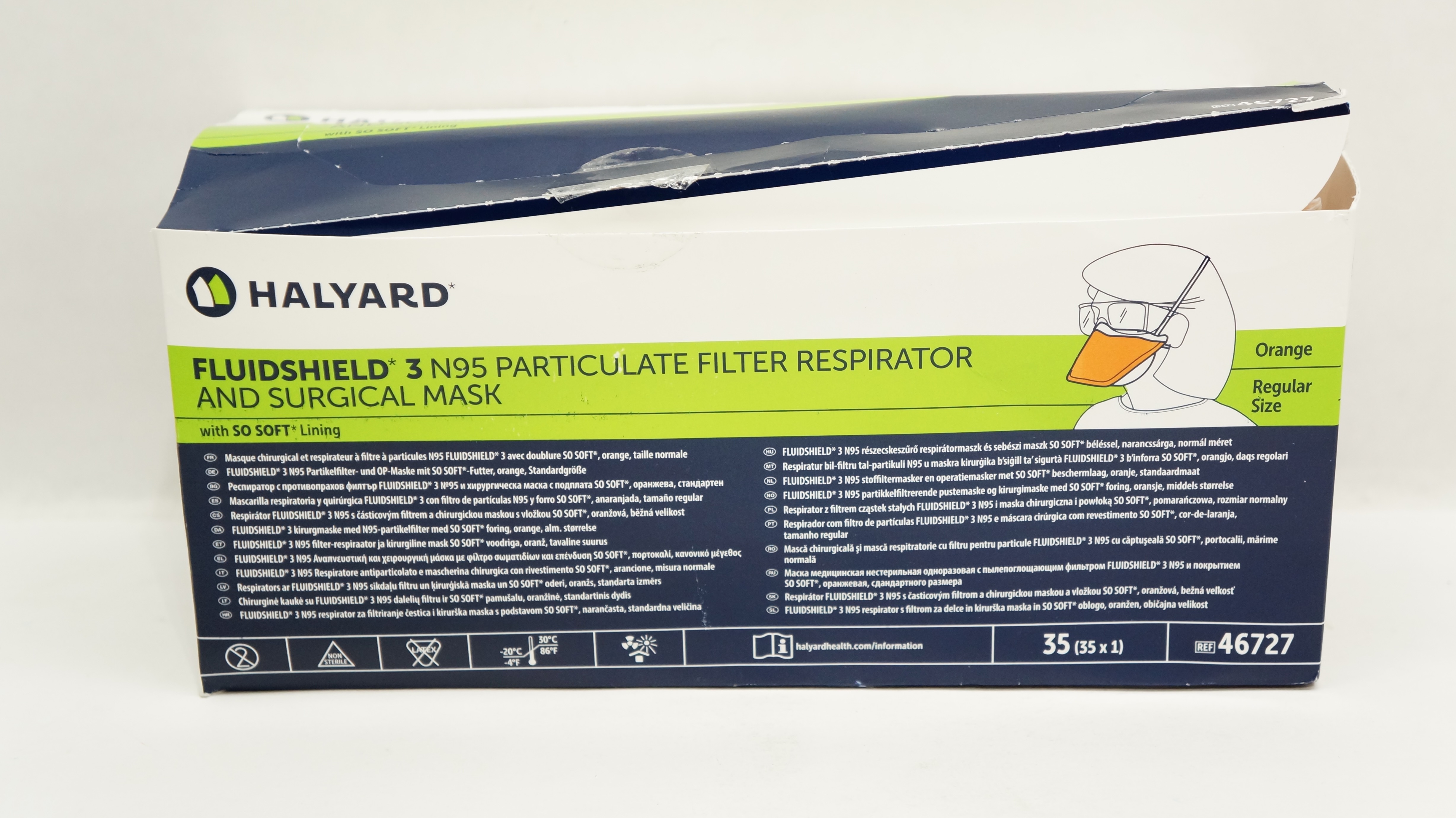 48207 Mask Halyard 46727 Fluidshield 3 N95 Filter Respirator And Surgical Mask ...