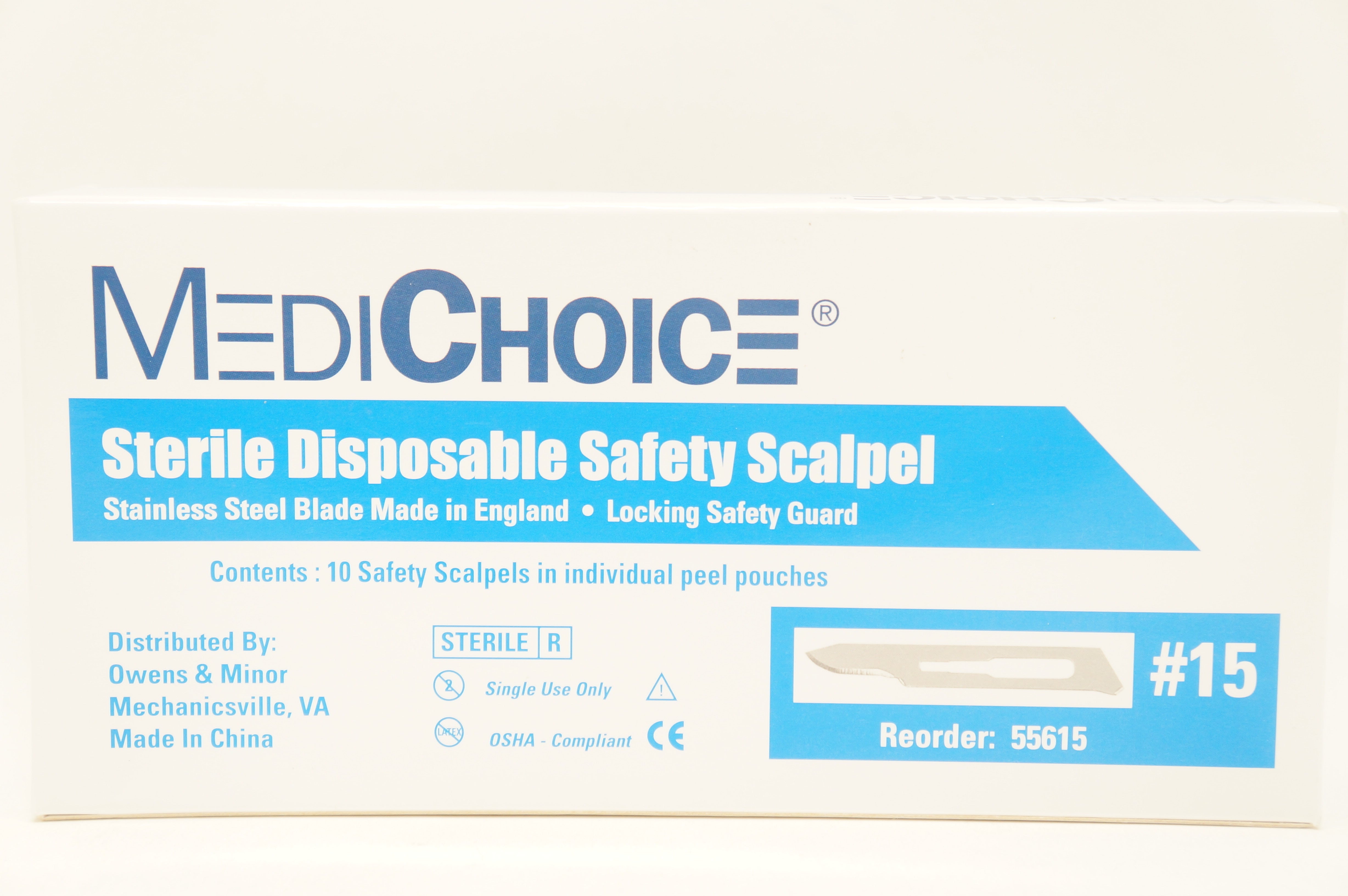 MediChoice 55615 Sterile Disposable Safety Scalpel 15 Box of 10