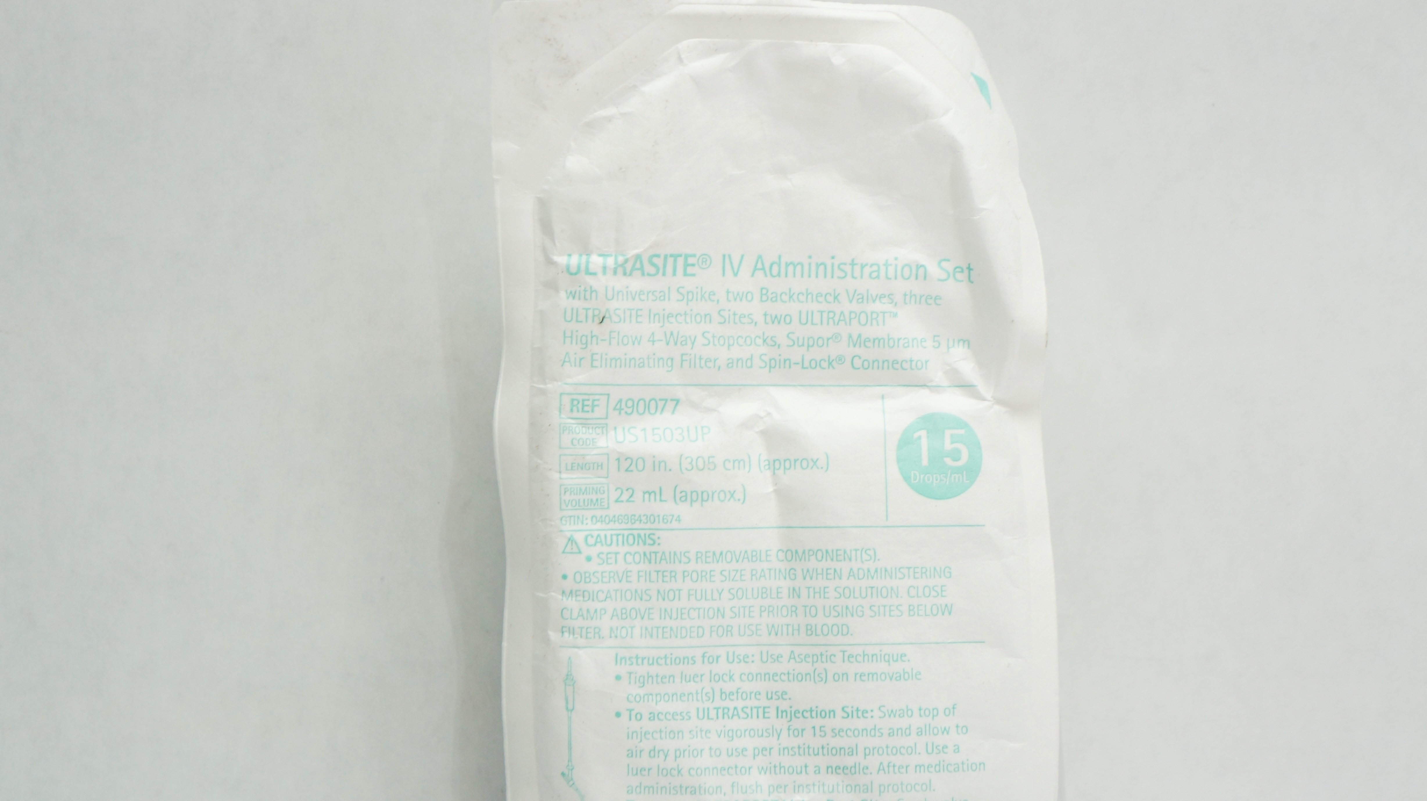 Braun 490077 Ultrasite IV Administration Set 120inch x 22mL Appx