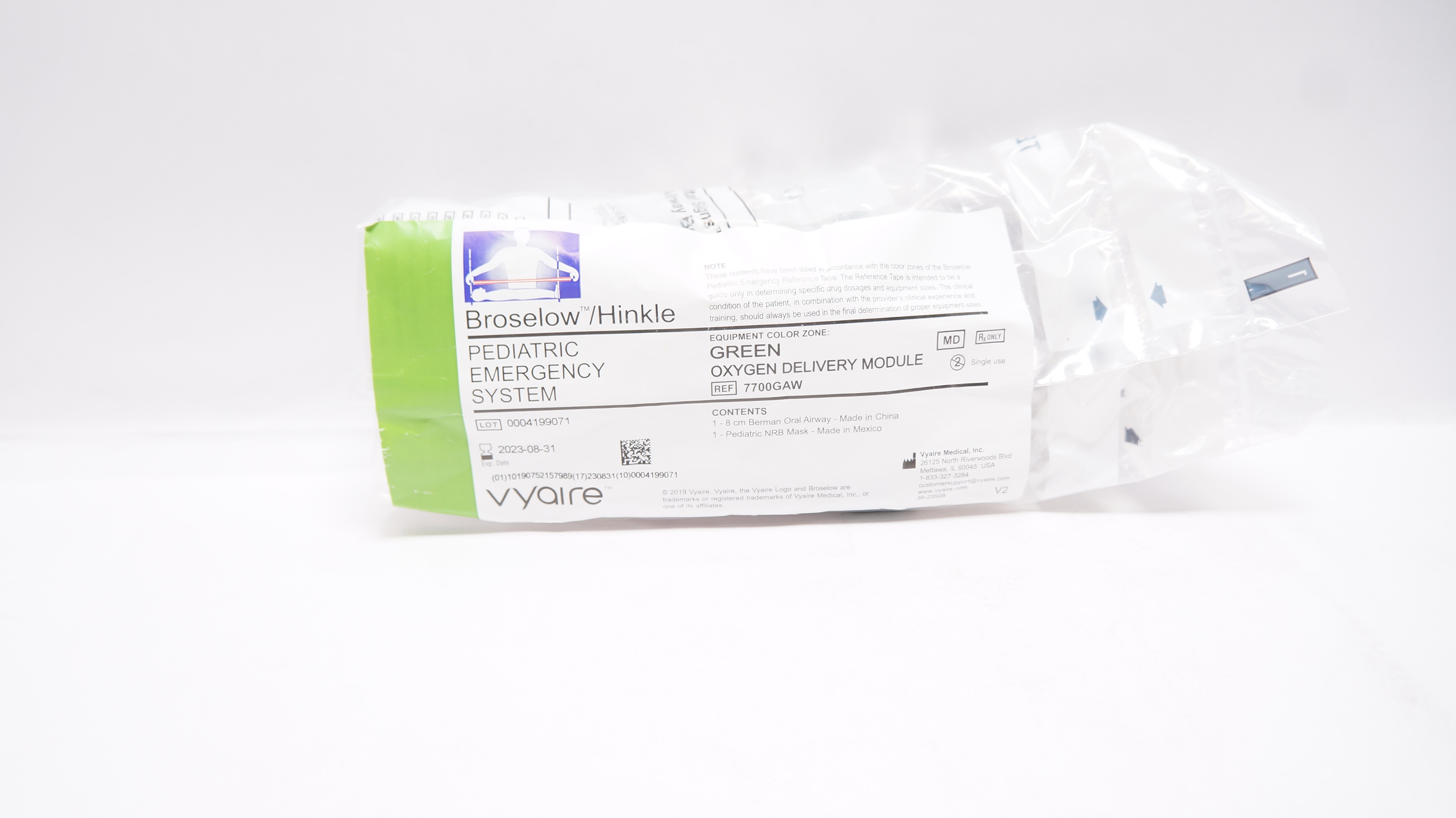 Vyaire 7700GAW Broselow/Hinkle PediatricOxygen Delivery Module Green (x)