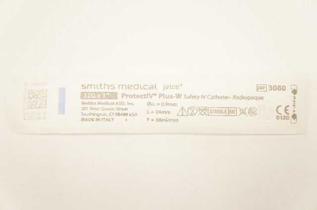 Smiths Medical 3080 Jelco Protect IV Plus-W Safety IV Cath. 22G x 1 inch