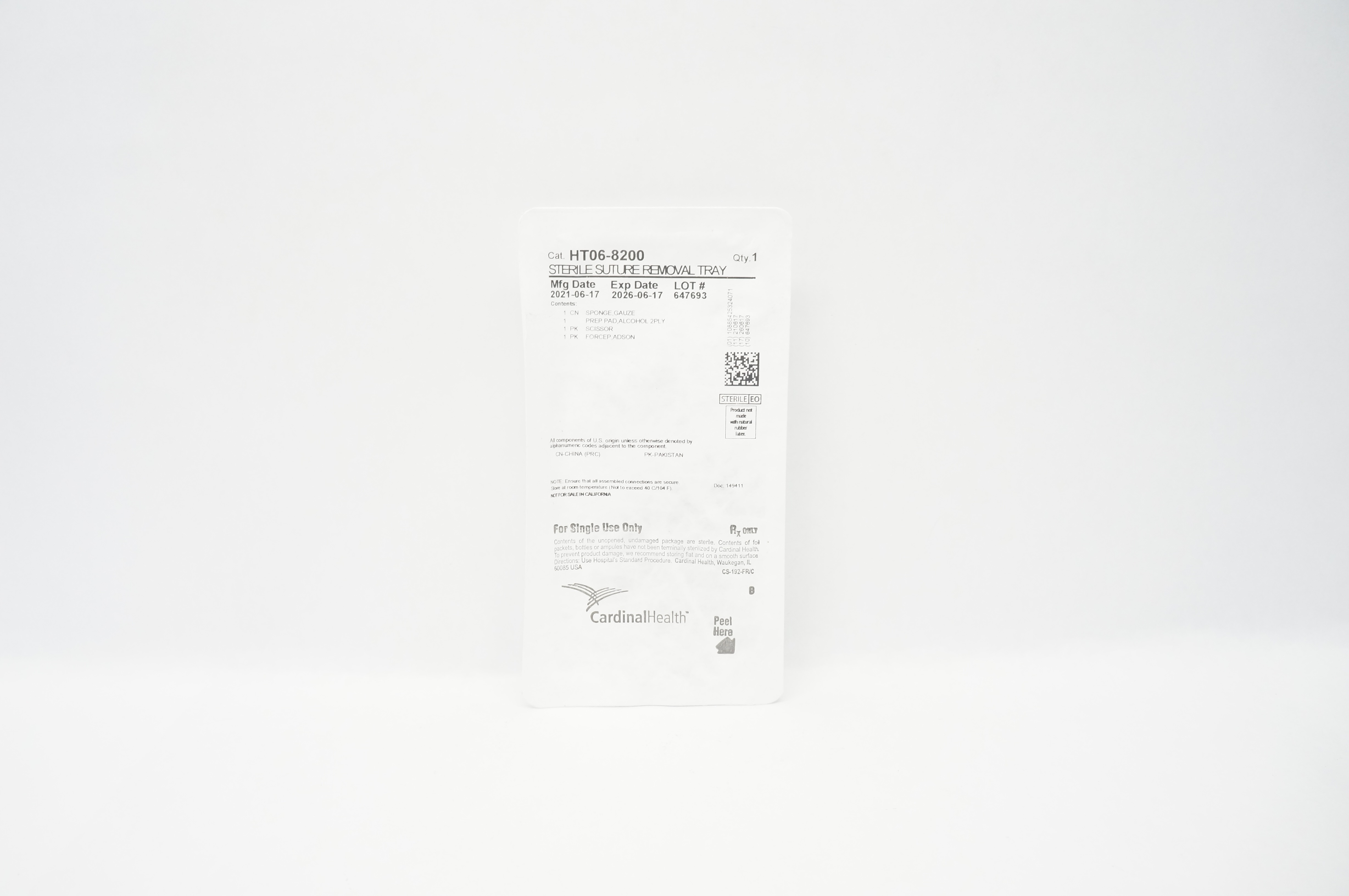 Cardinal Health HT06-8200 Sterile Stre Removal Tray