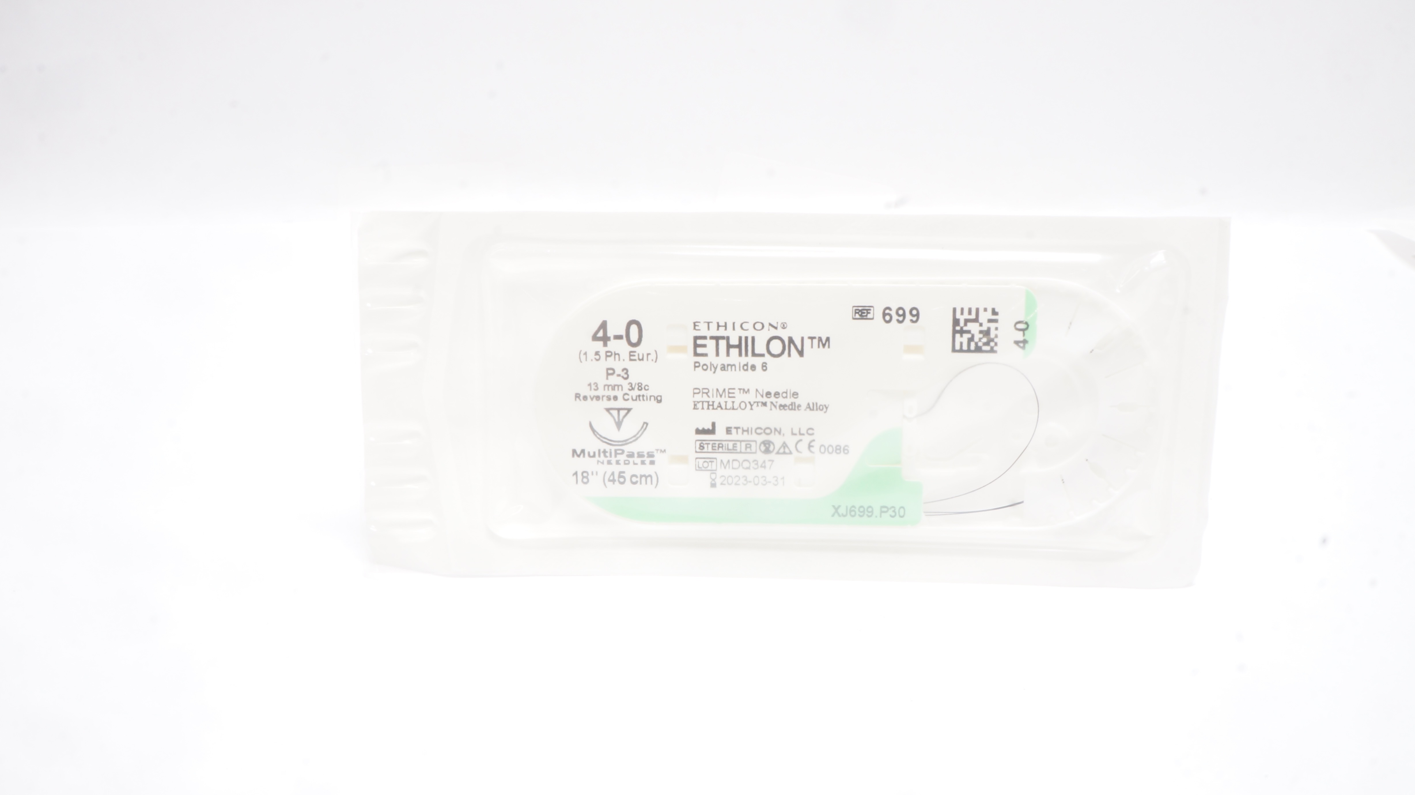 Ethicon 699 4-0 Ethilon Polyamide 6 Stre P-3 13mm 3/8c Reverse Cutting 18In (x)