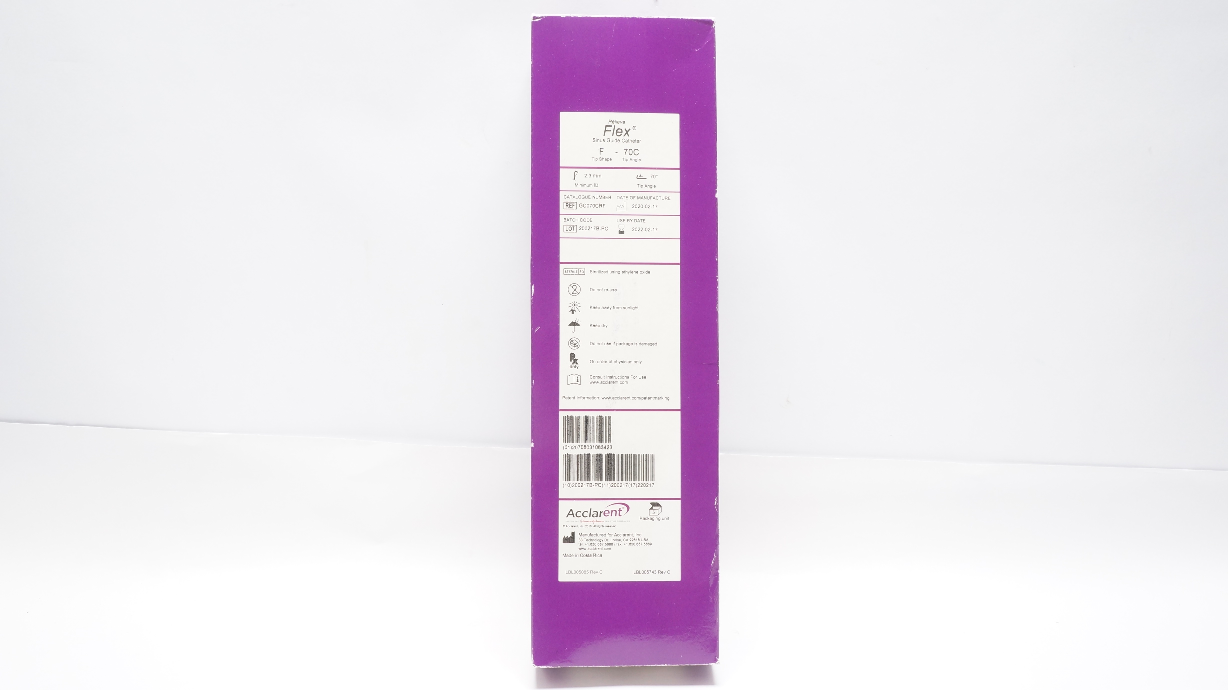 Acclarent GC070CRF Flex Sinus Guide Cath. F – 70C, 2.3mm - Box of 3 (x)