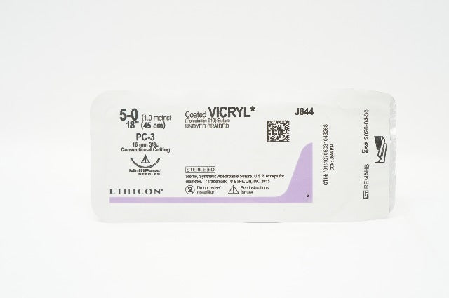 Ethicon J844 5-0 Coated VICRYL Stre PC-3 16mm 3/8c Conventional Cutting, 18inch