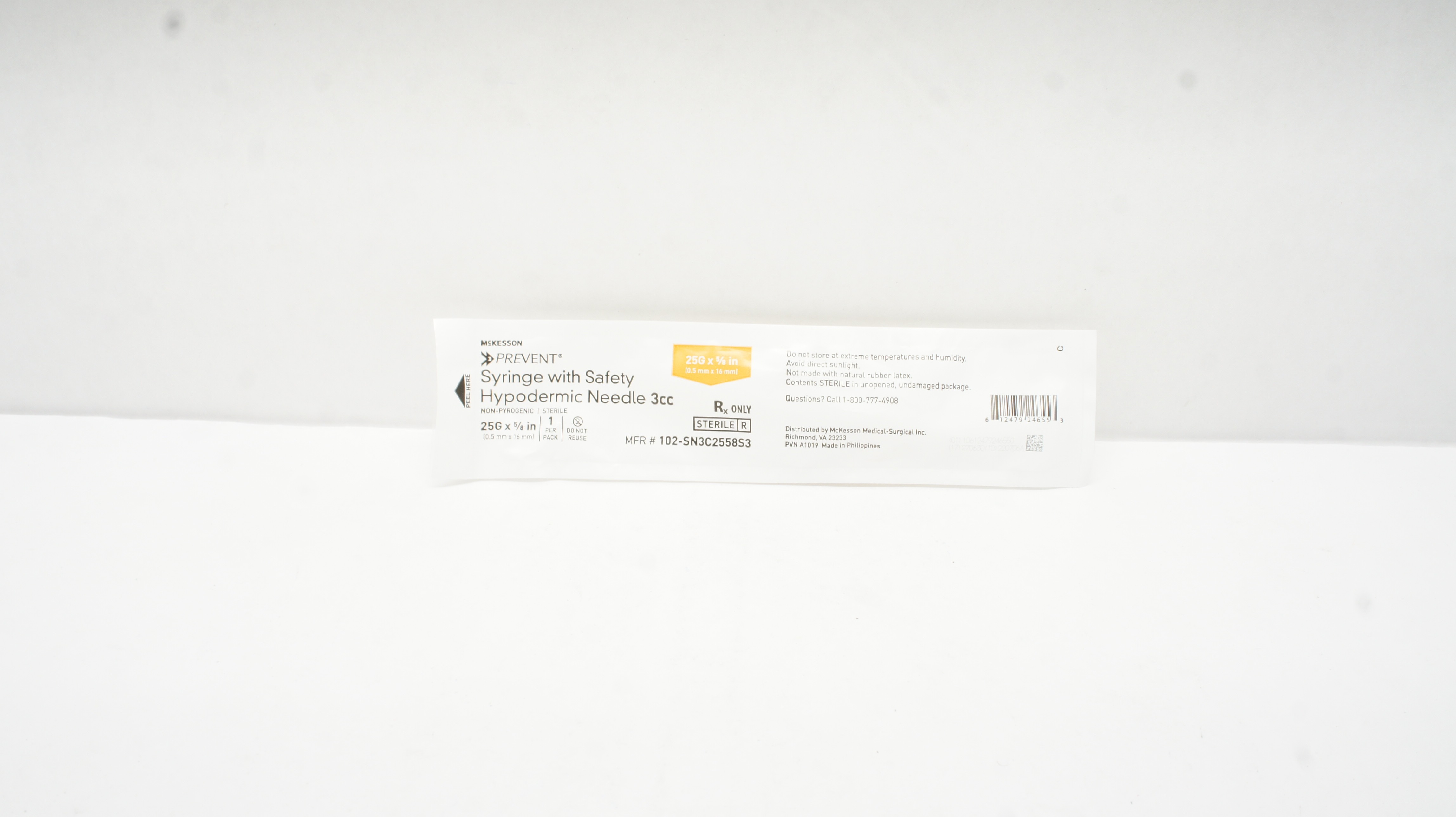 Mckesson 102SN3C2558S3 Prevent Syringe W/Safety Hypodermic Ndle 3cc