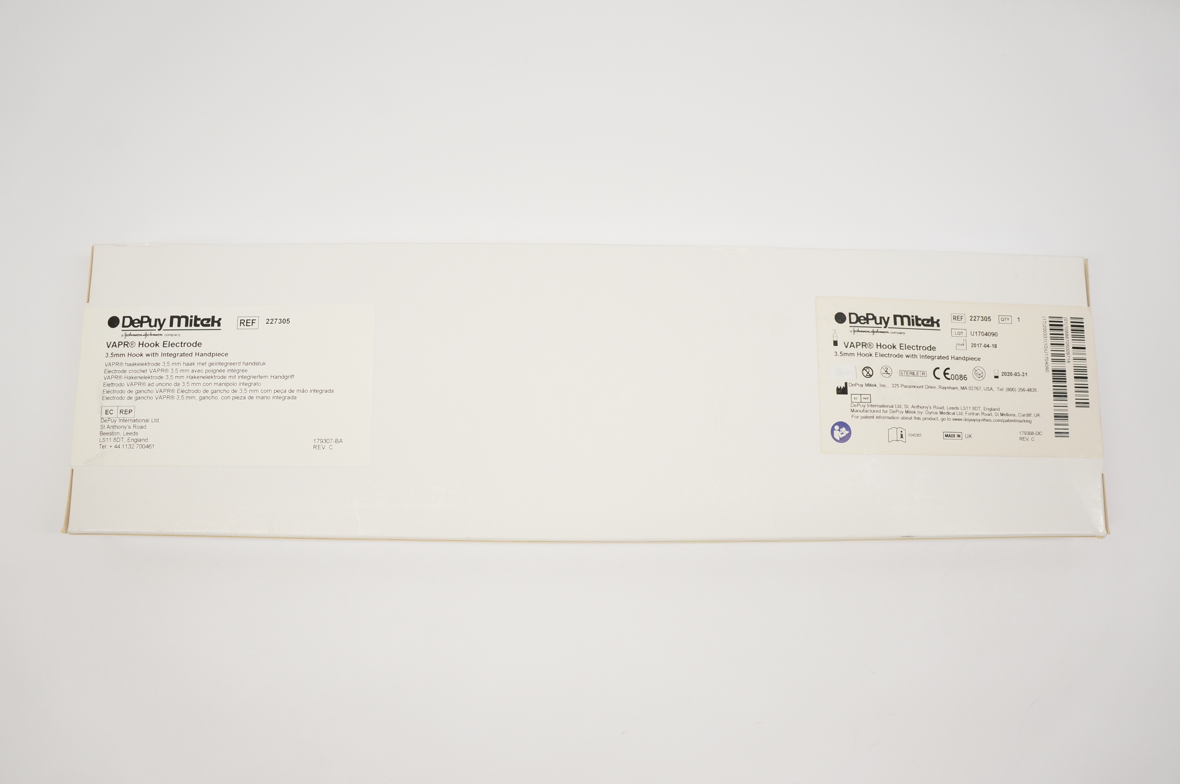 DePuy Mitek 227305 VAPR Hook Electrode 3.5mm Hook with Integrated Handpiece (x)