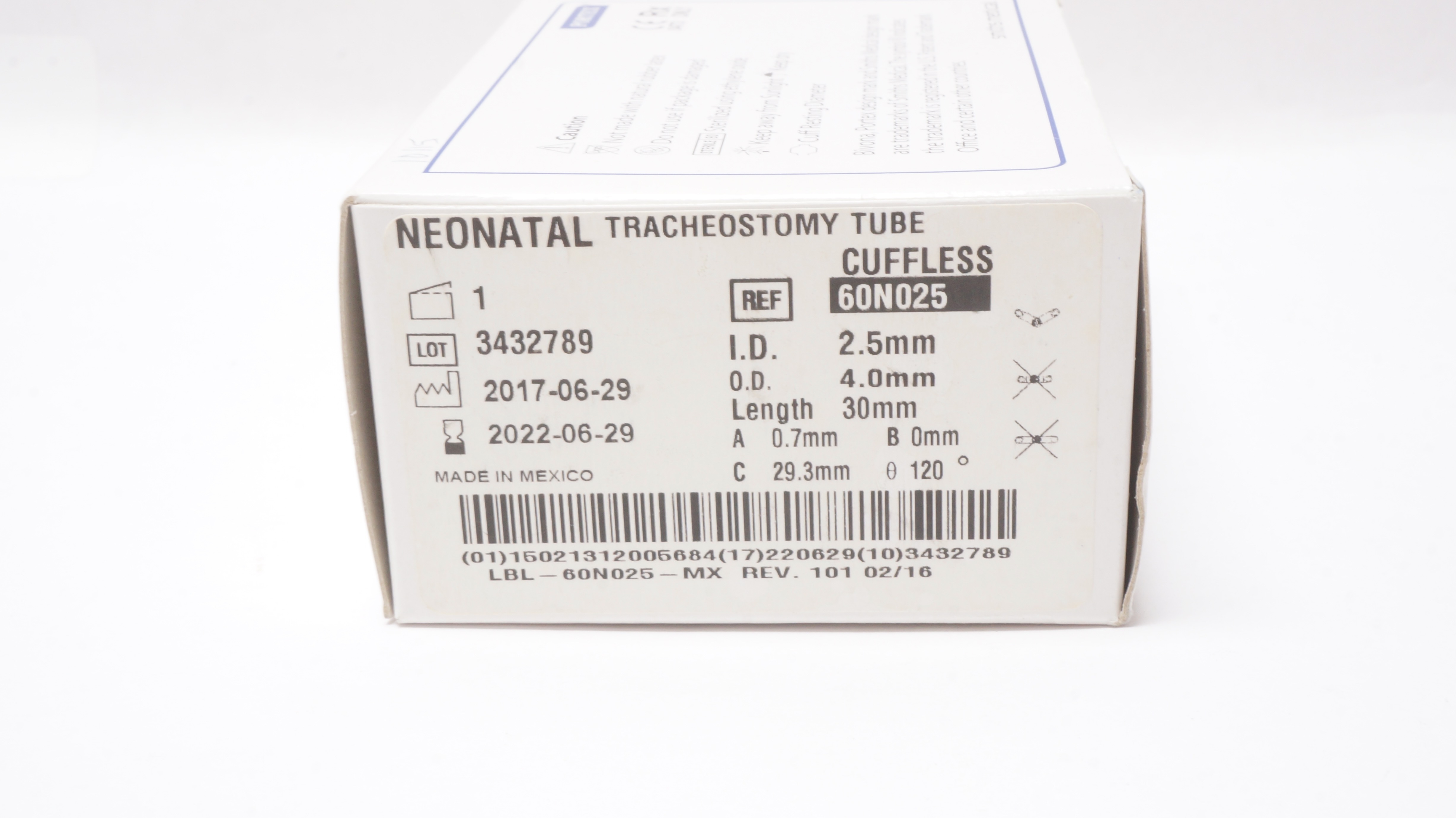 Smiths Medical 60N025 Portex Neonatal Tracheostomy Tube 2.5ID x 4.0OD x 30mm (x)