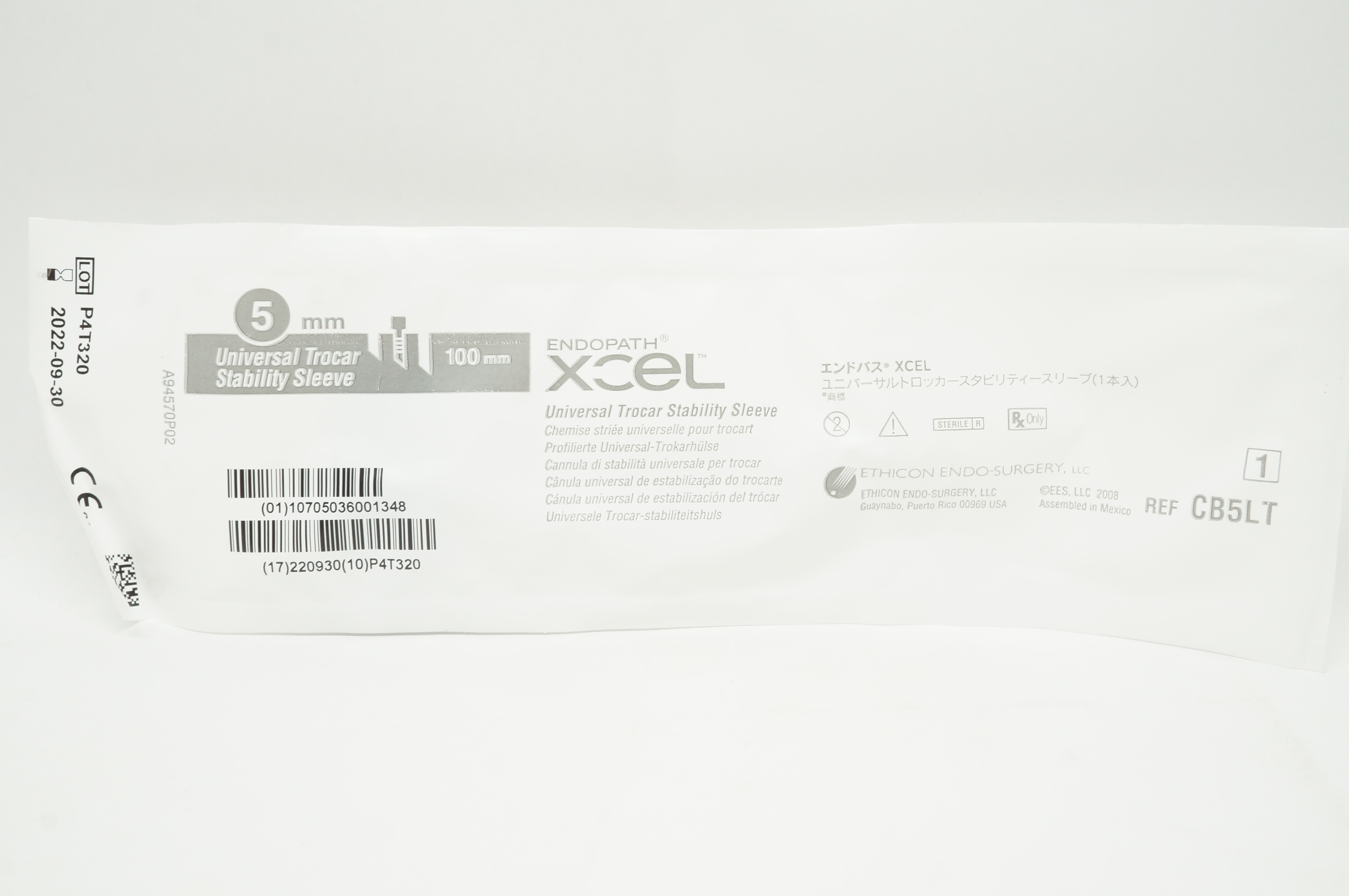 Ethicon CB5LT Xcel Trocar Sleeve W/ Stability Sleeve 5mm x 100mm