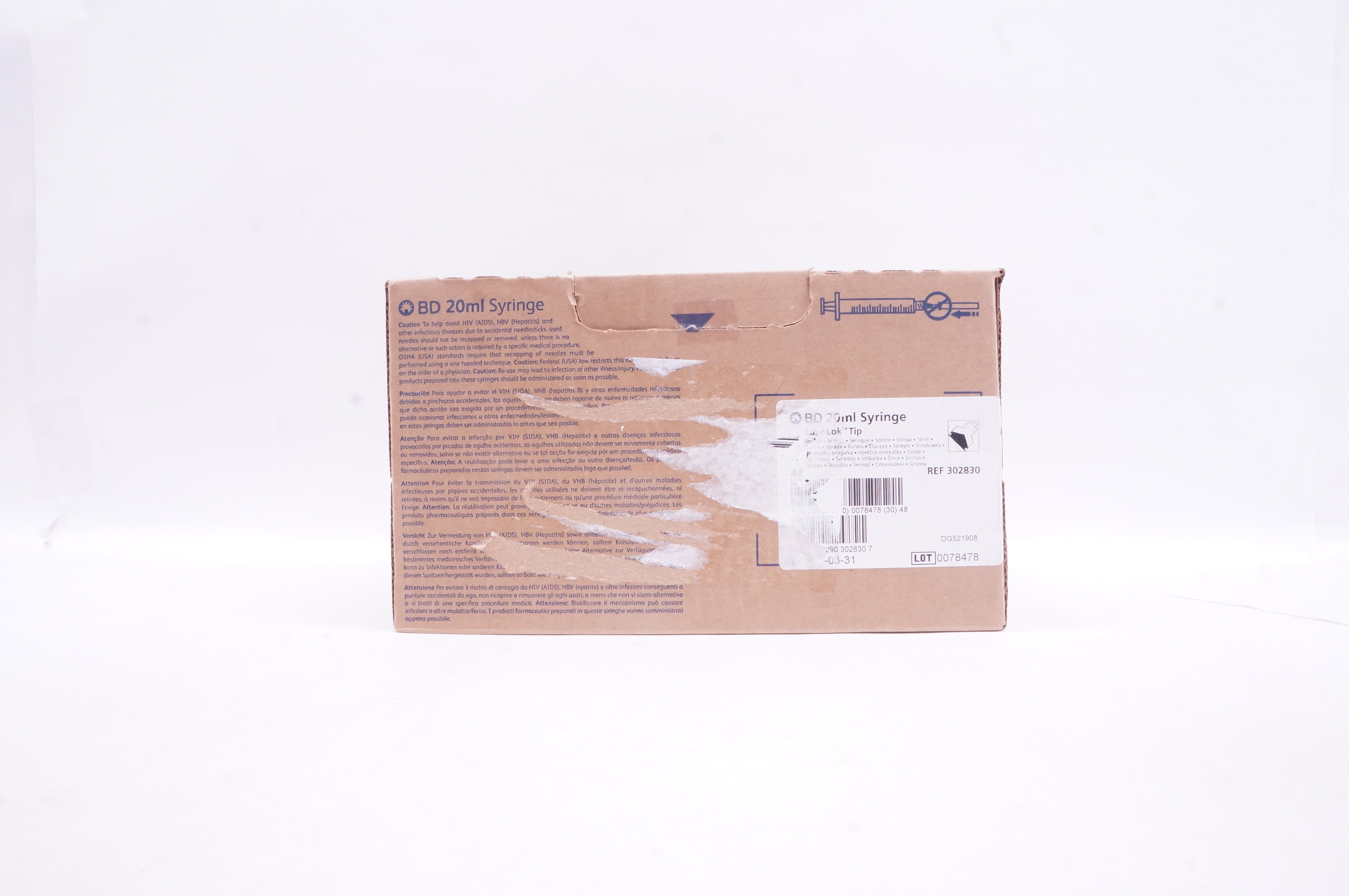 BD 302830 Luer-Lok Tip 20ml Syringe - c