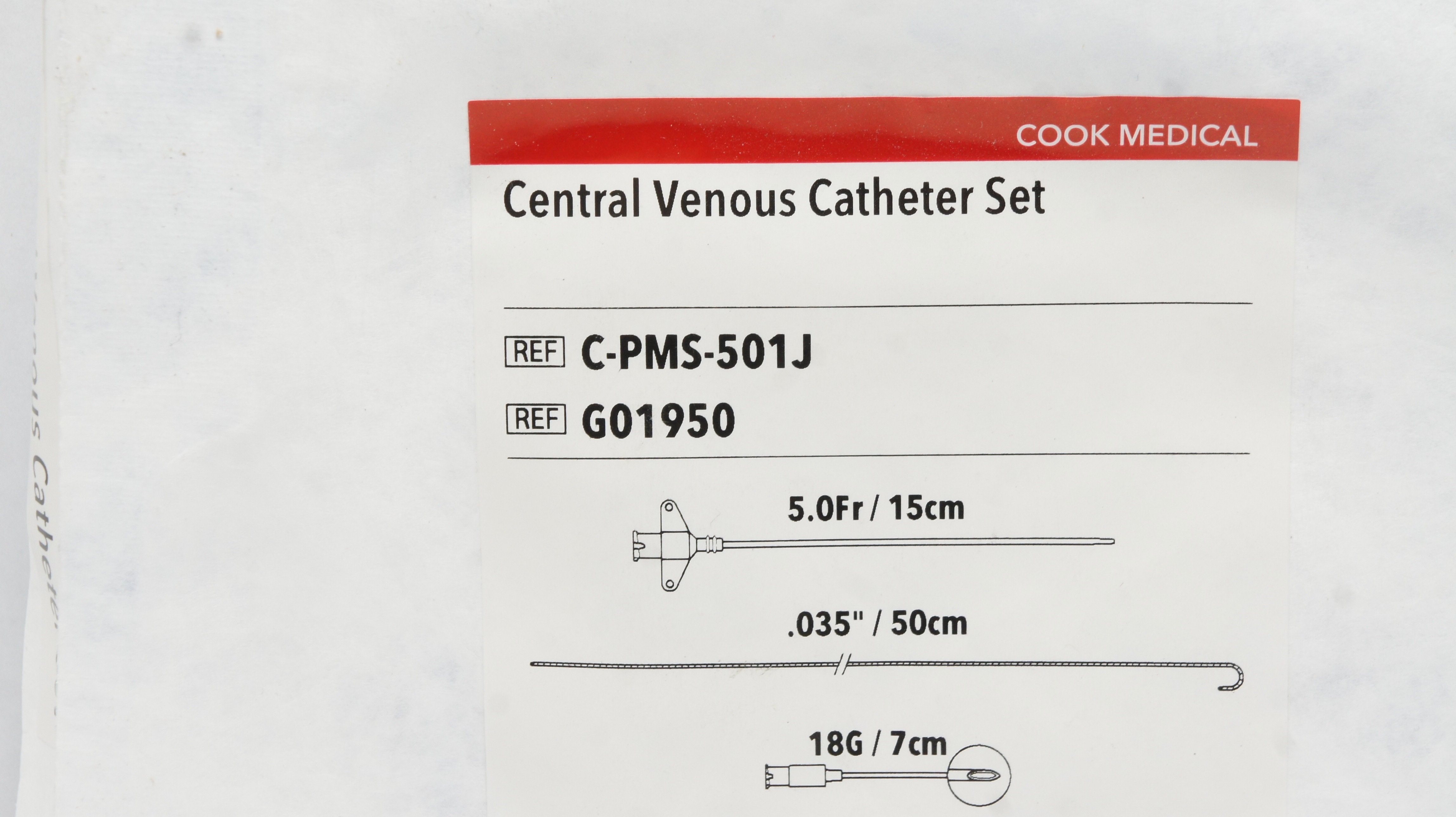 Kouページ Cook Medical G01950 Central Venous Cath. Set 5.0Fr /15cm, 18G/7cm (x)