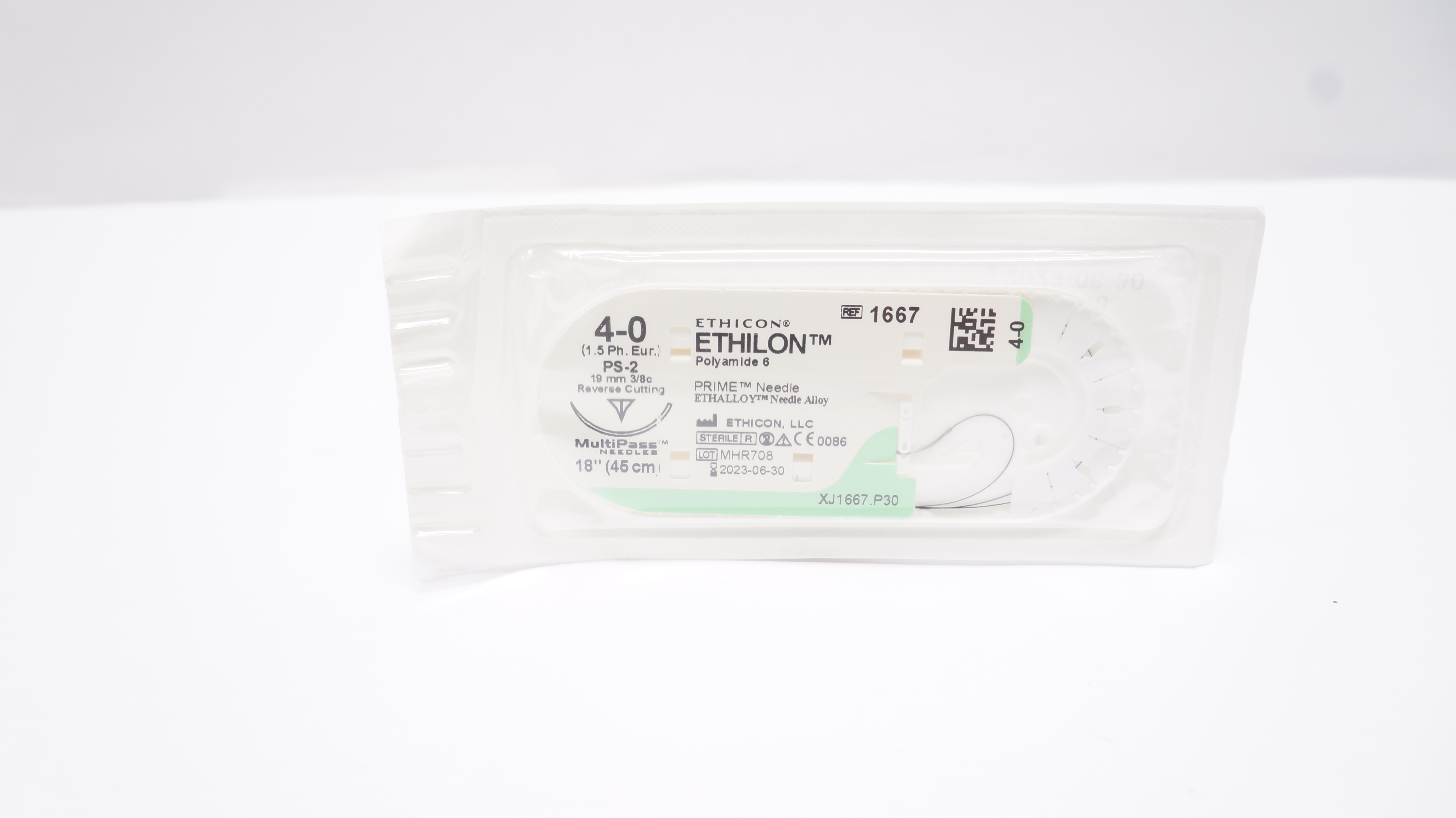 Ethicon 1667 4-0 ETHILON Polyamide 6 Stre PS-2 19mm 3/8c Reverse Cutting,18In(x)