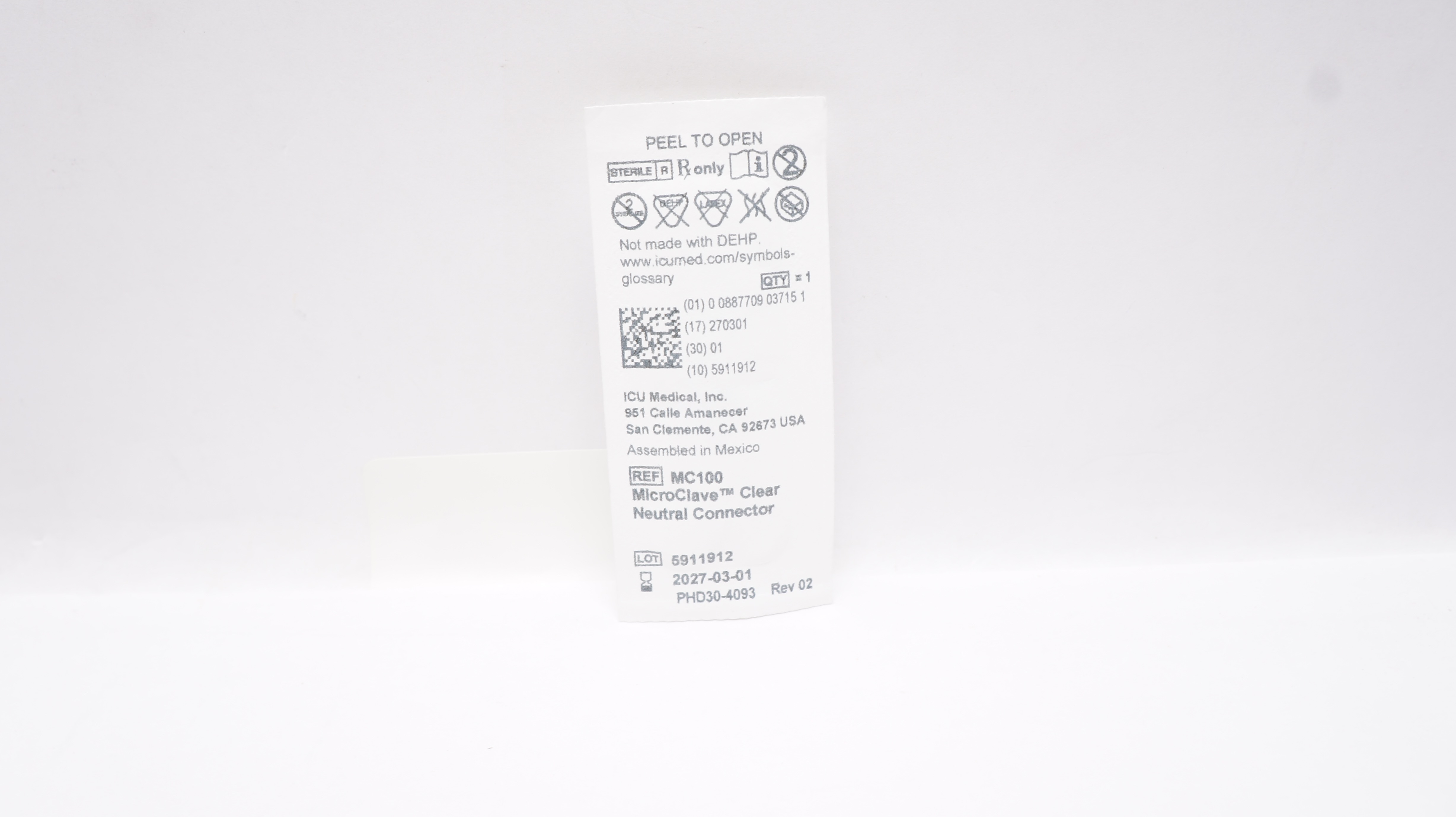 ICU Medical MC100 MicroClave Clear Neutral Connector