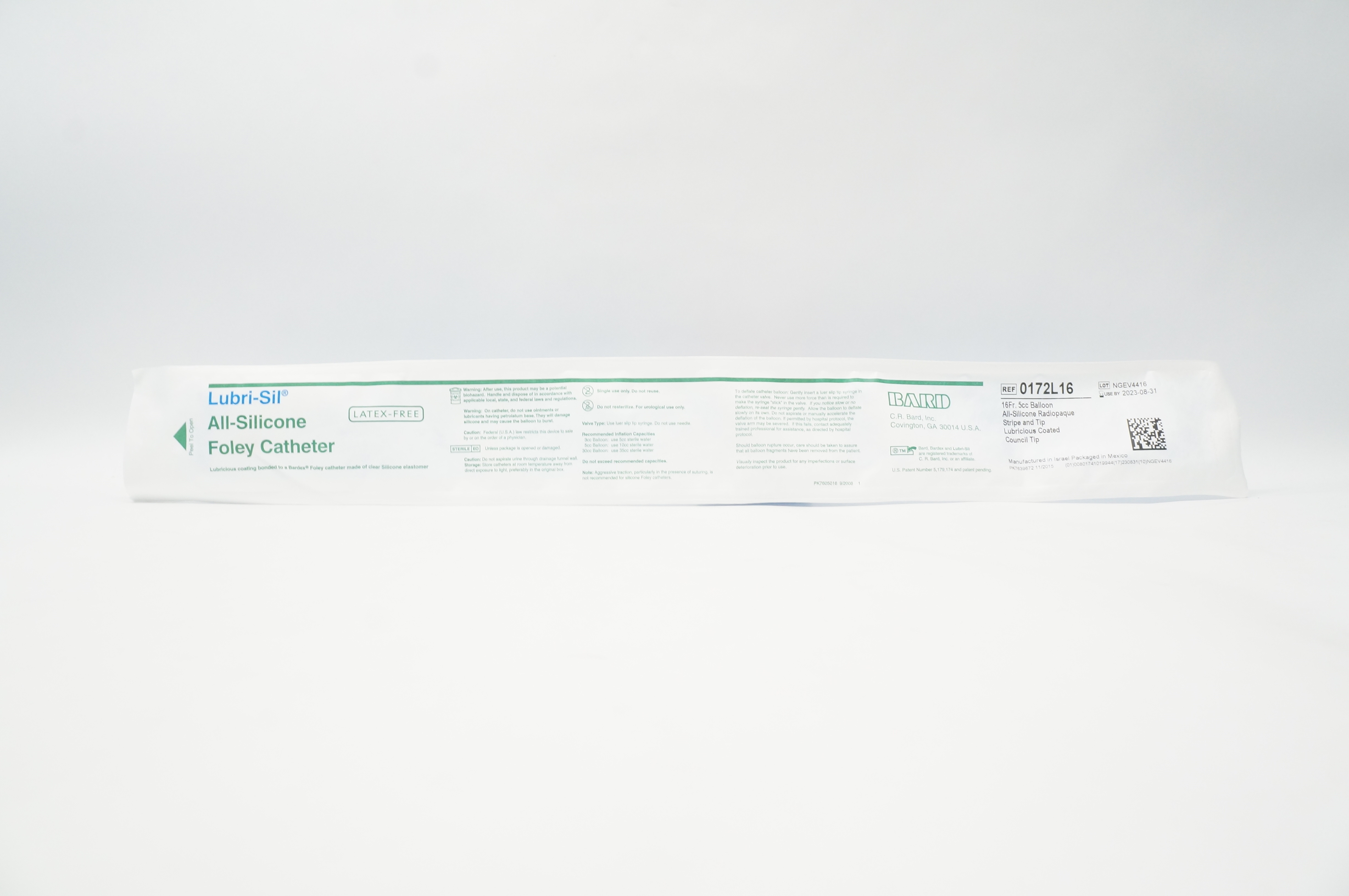 Bard 0172L16 Lubri-Sil Foley Cath. 16Fr. 5cc