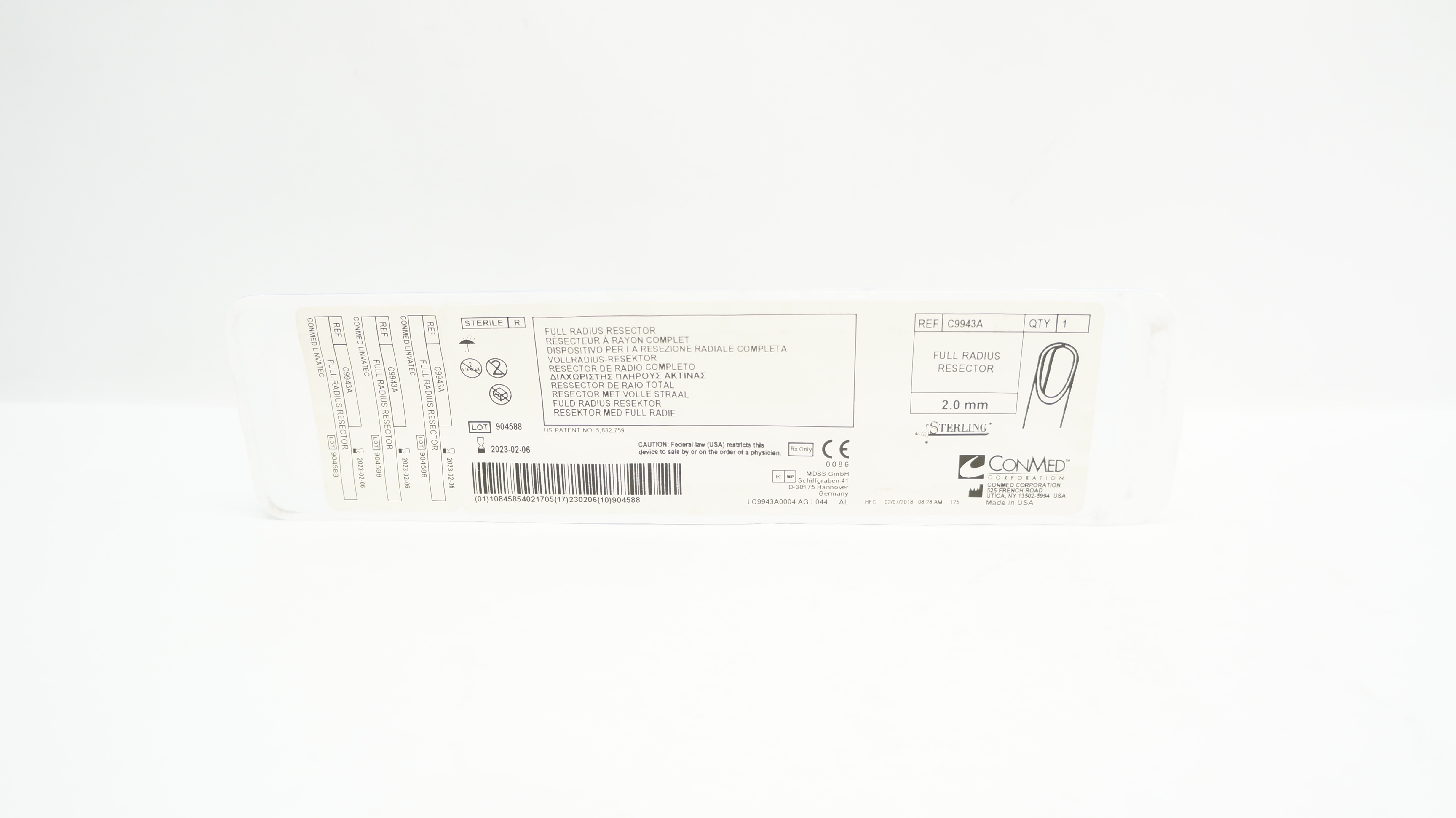 ConMed C9943A Sterling Full Radius Rejector 2.0mm (x)