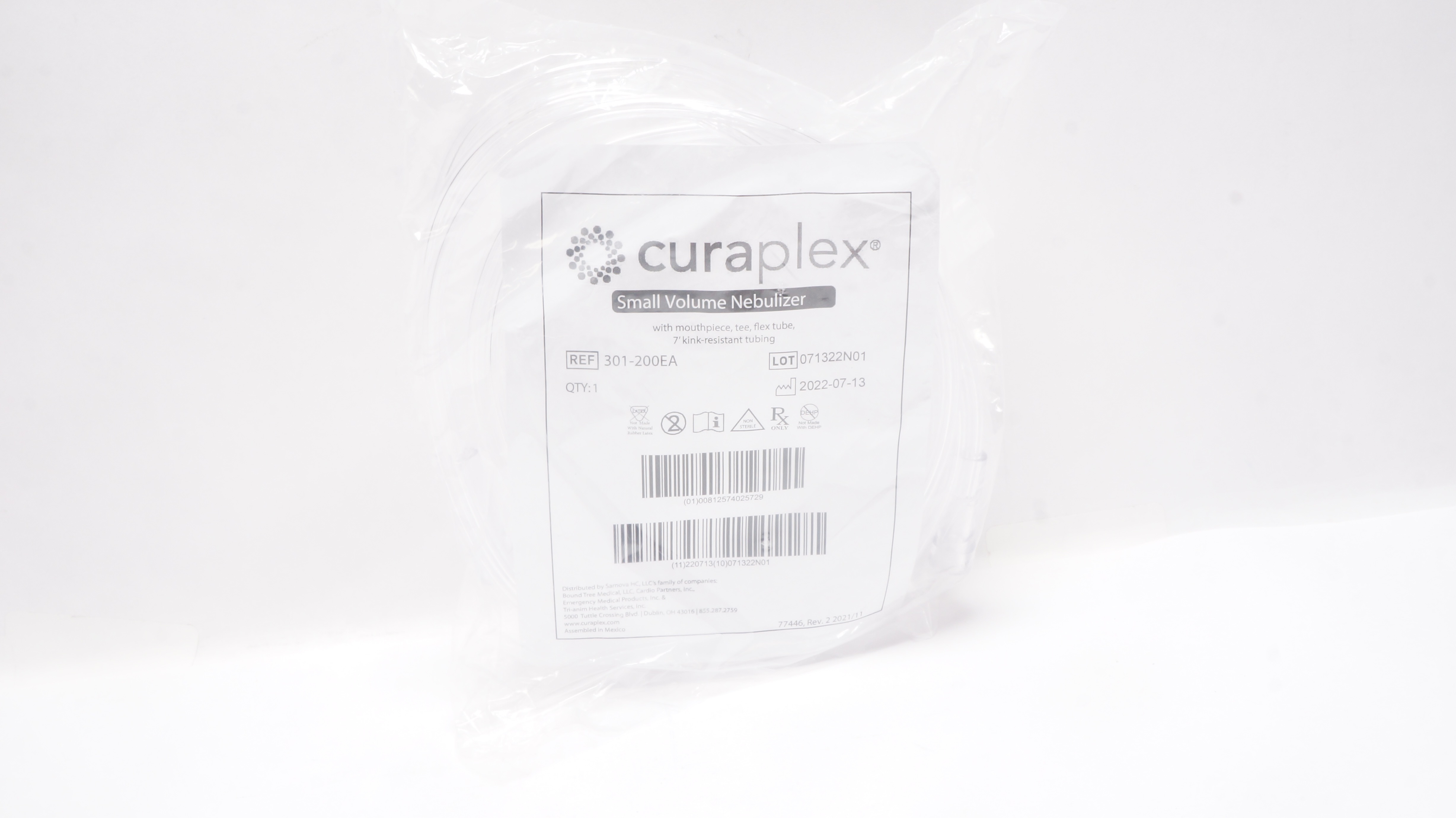 Curaplex 301200EA Small Volume Nebulizer w/7ft. Tubing