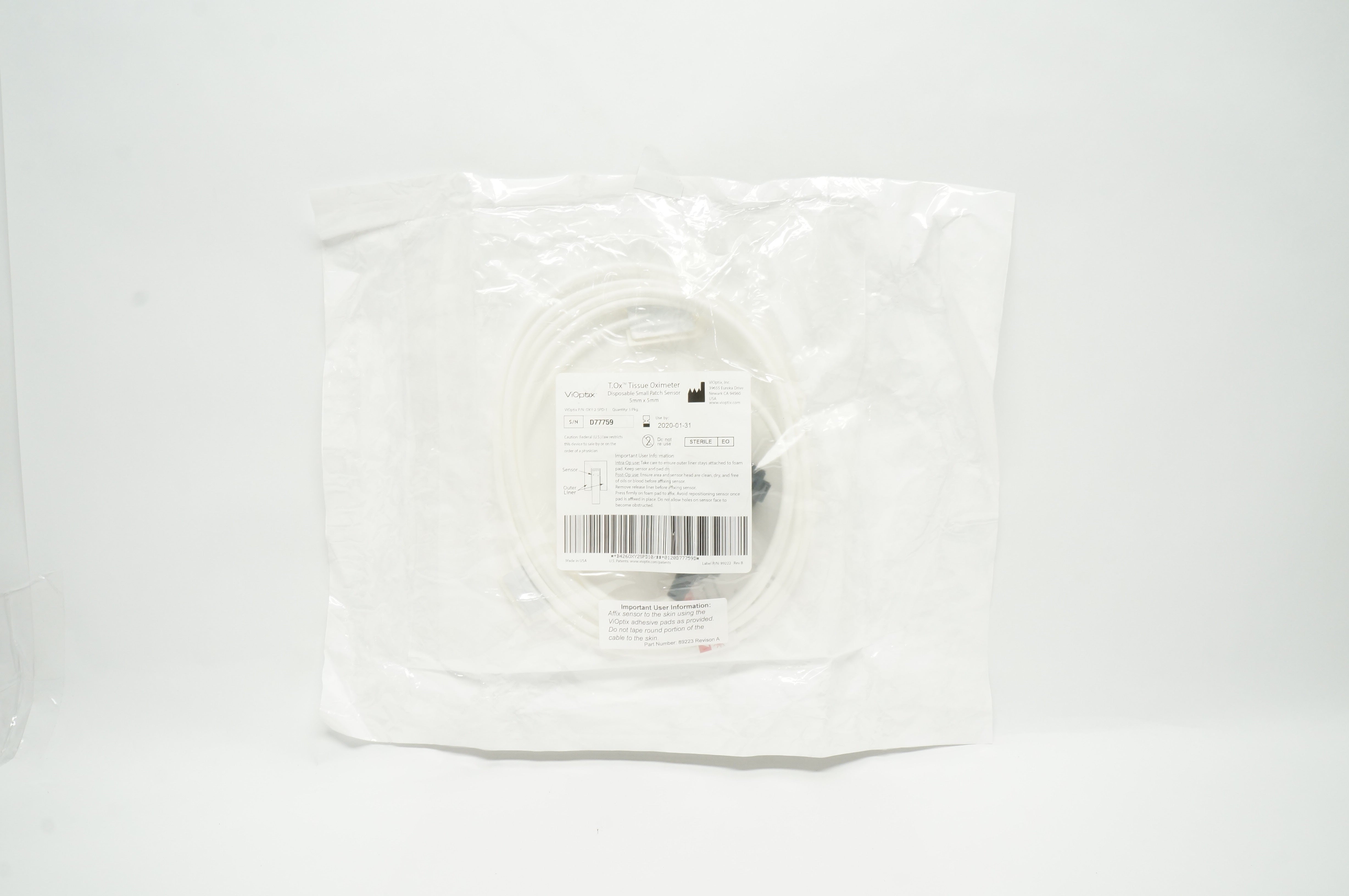 ViOptix D77759 T.Ox Tissue Oximeter Small Patch Sensor 5 x 5mm (x)