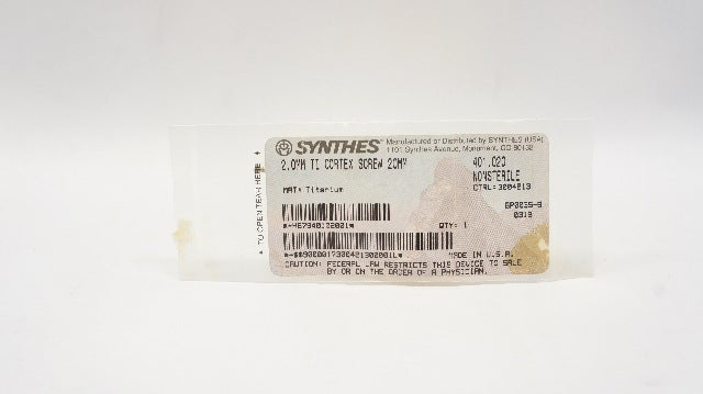 Synthes 401.020 2.0mm Titanium Cortex Screw 20mm