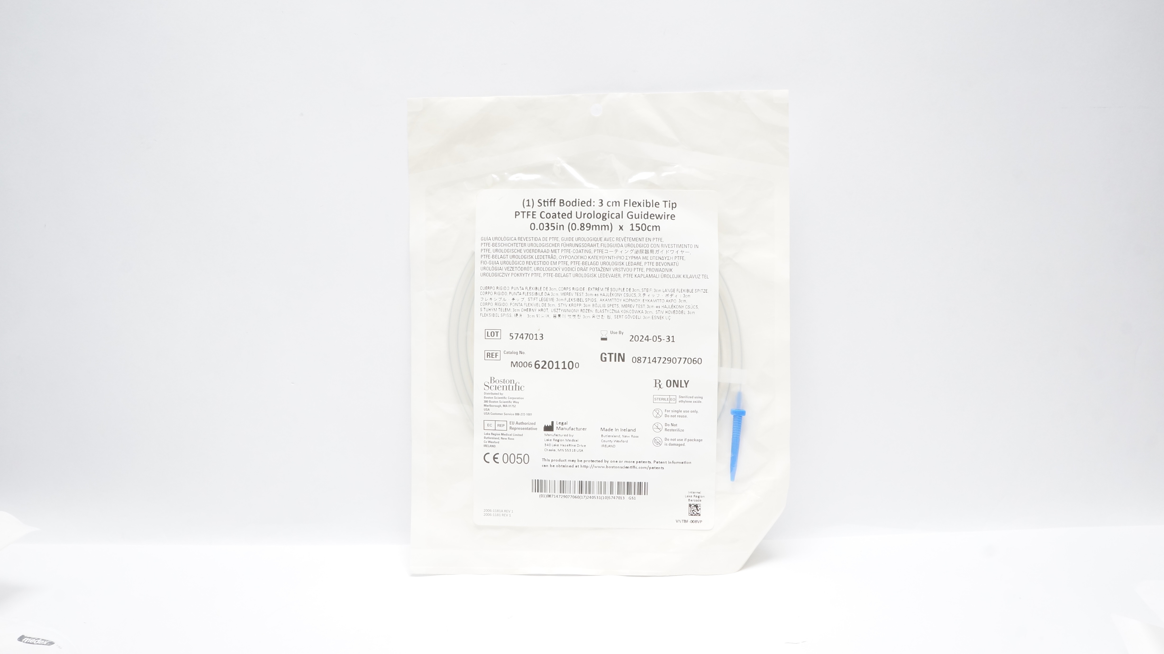 Boston Scientific 620110 3cm Flex Tip PTFE Urologic Guidewire 0.035in x 150cm(x)