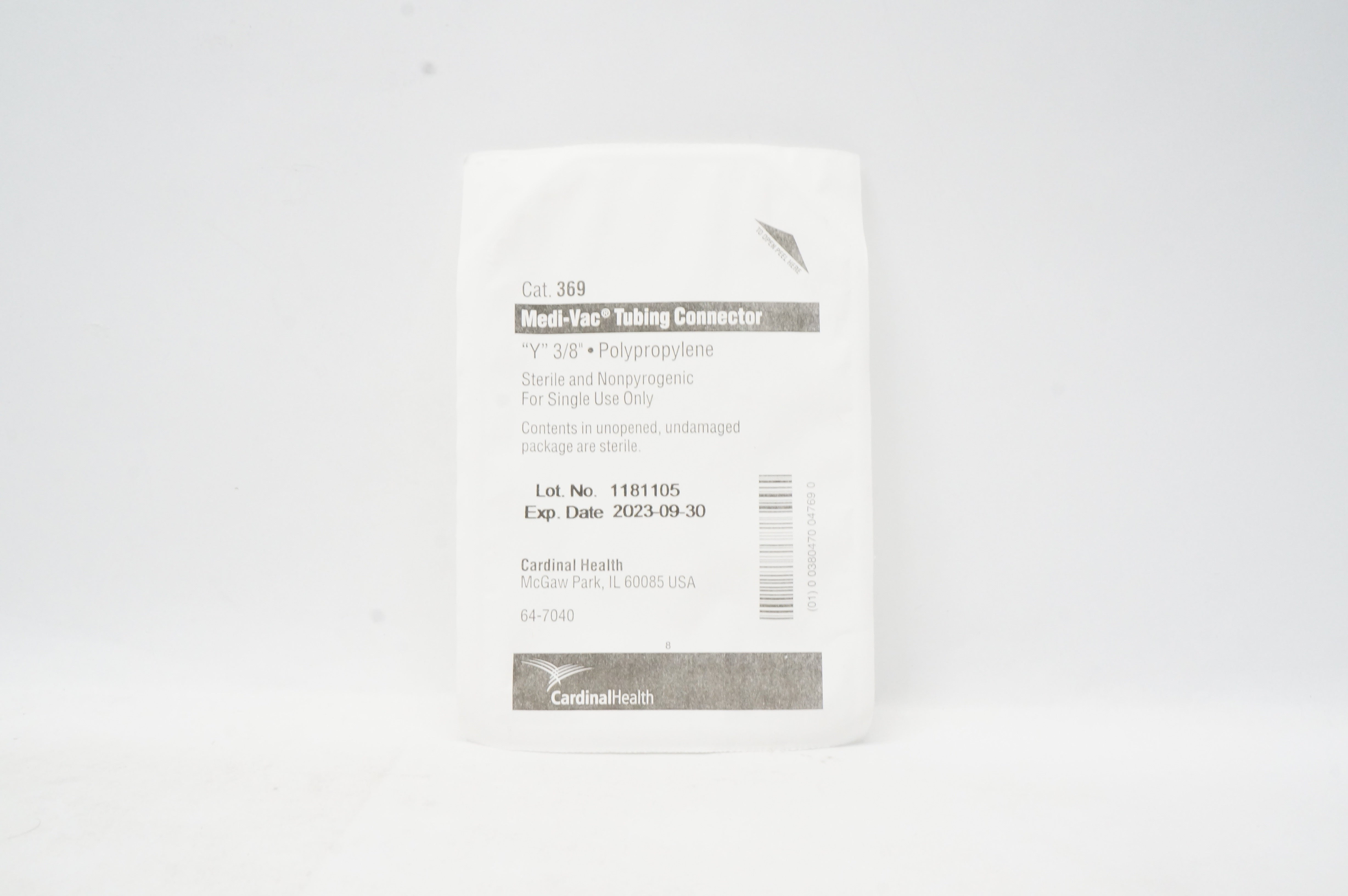 Cardinal Health 369 Medi-Vac Tubing Connector Y 3/8inch Polypropylene