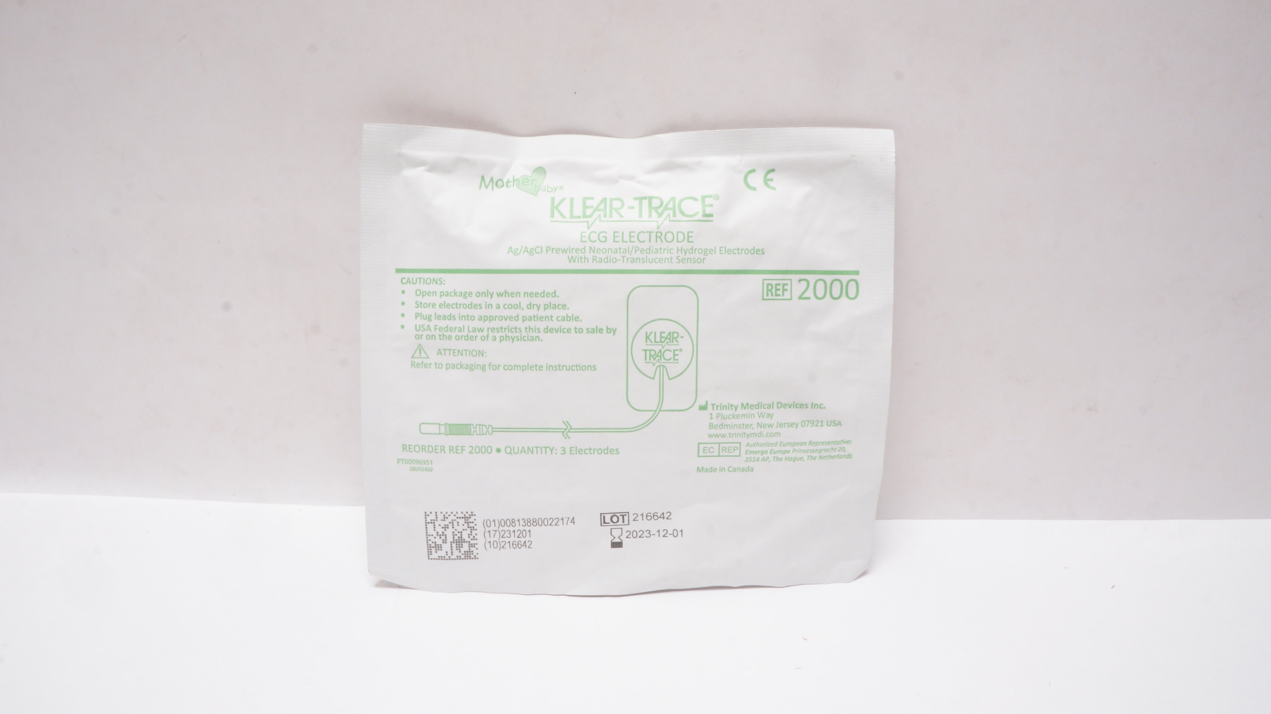 Trinity Medical 2000 Klear-Trace ECG Electrode - Pack of 3