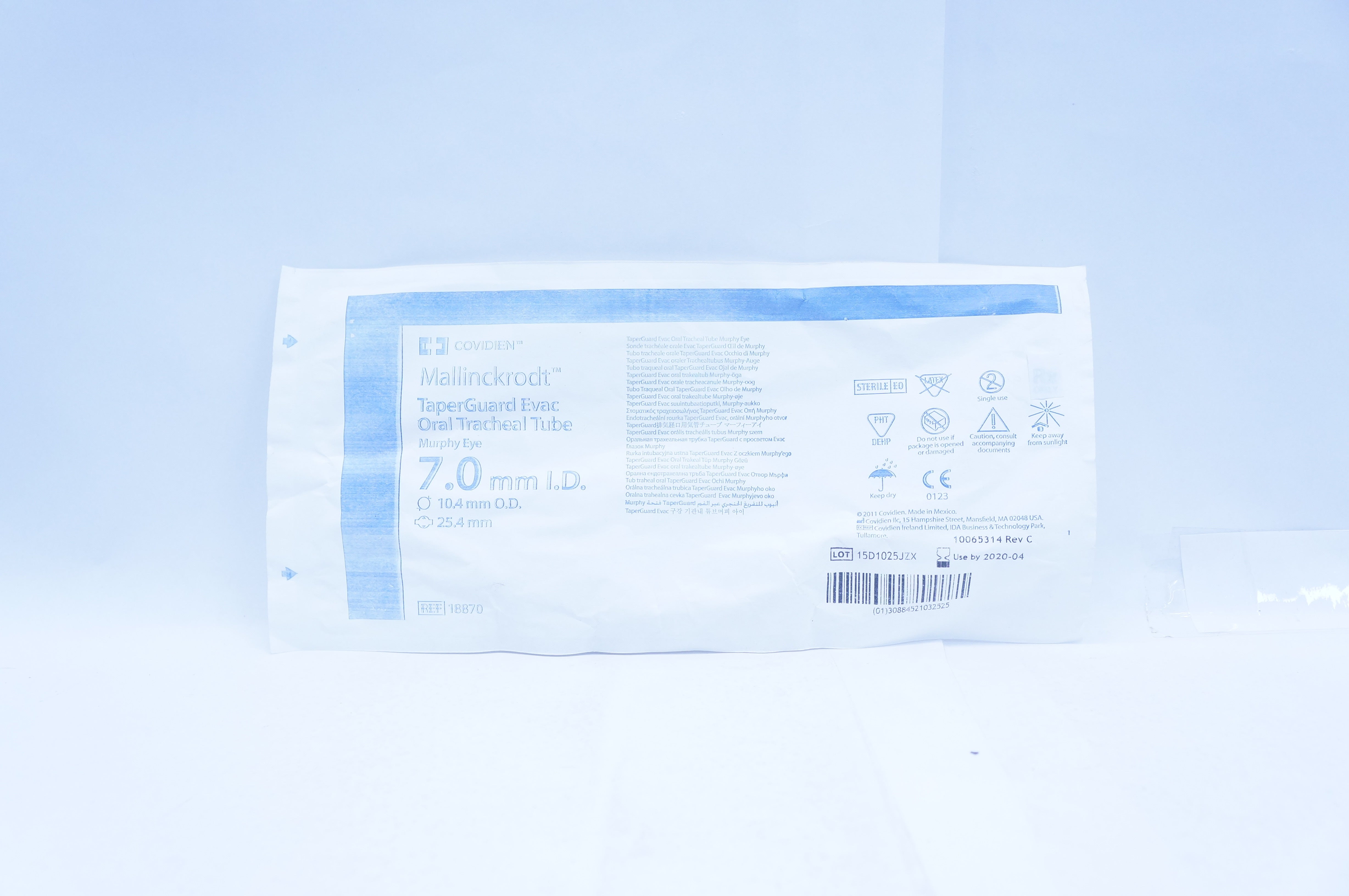 Covidien 18870 Mallinckrodt TapeGuard Evac Oral Tracheal Tube 7.0mm x 10.4mm (x)