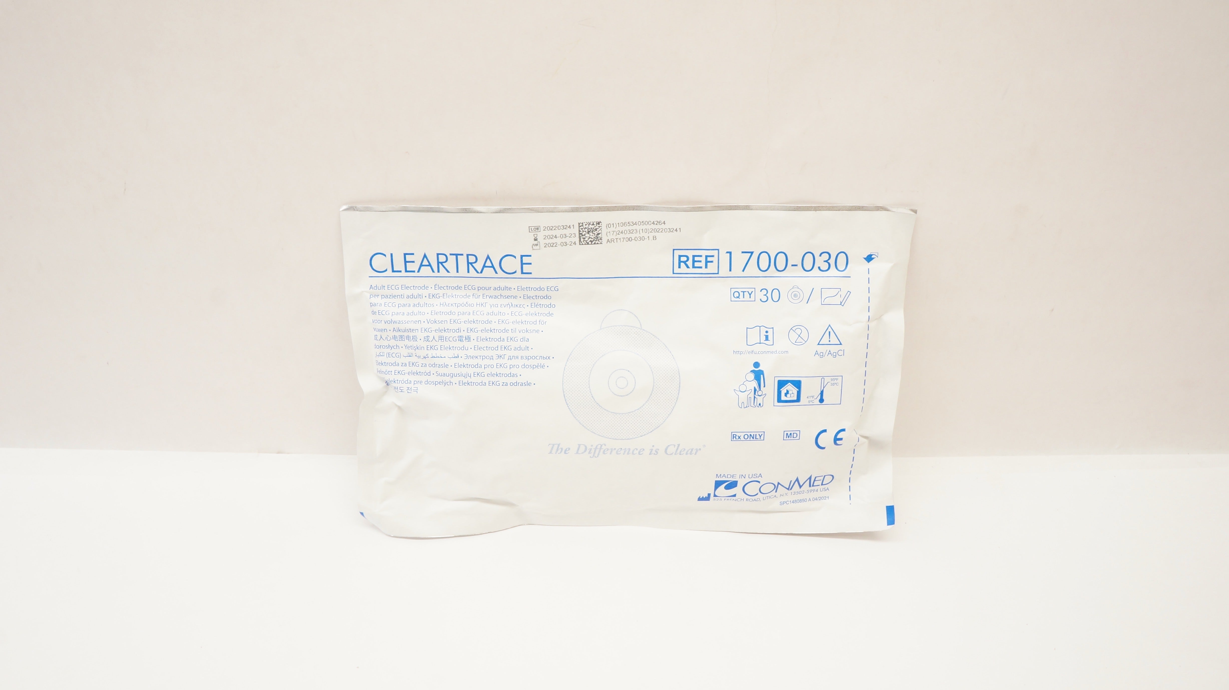 Conmed 1700-030 Cleartrace ECG Electrode Adult -Pack of 30