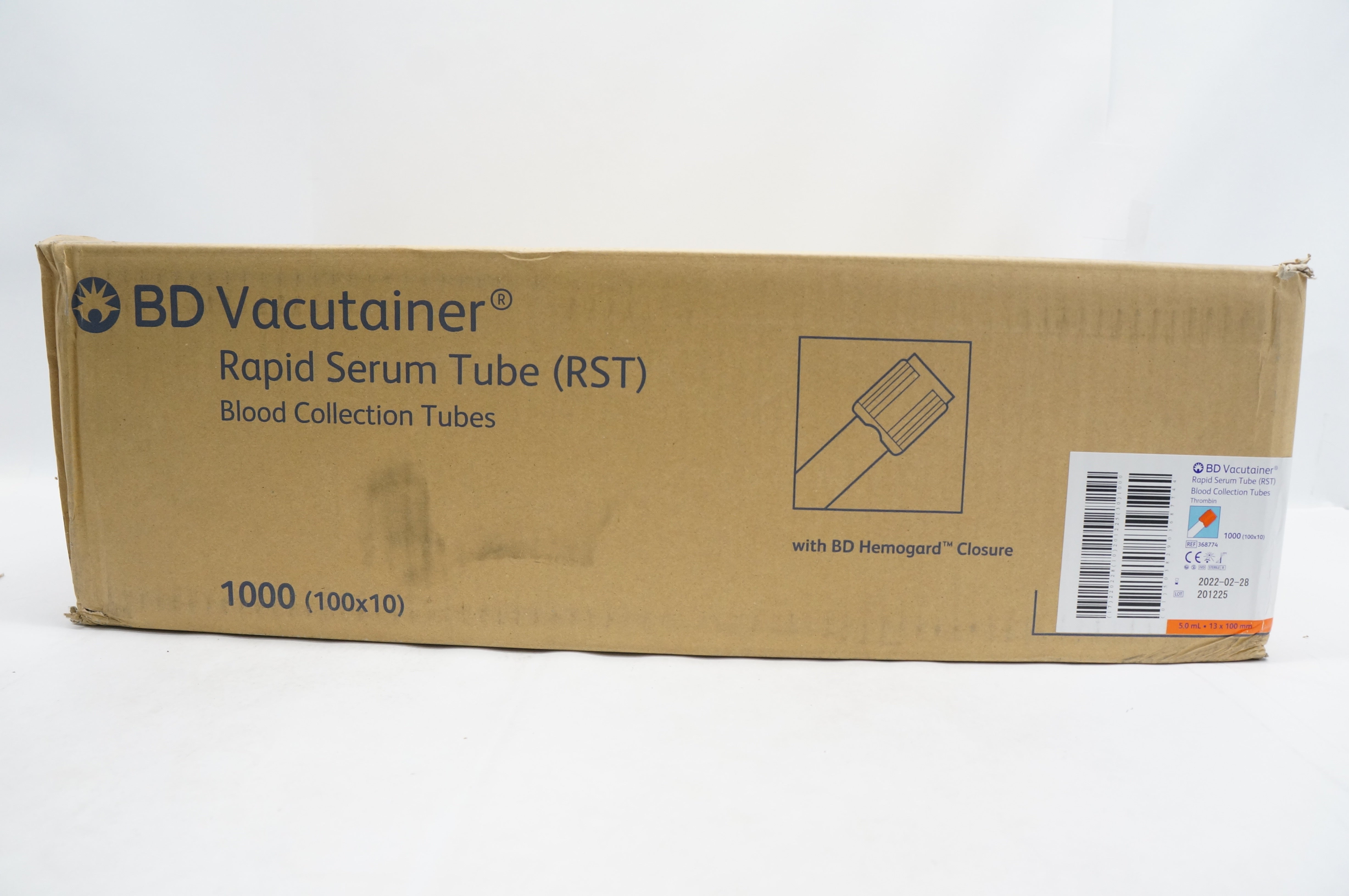 BD 368774 Vacutainer Rapid Serum Tube 5.0ml 13 x 100mm - Case of 1000