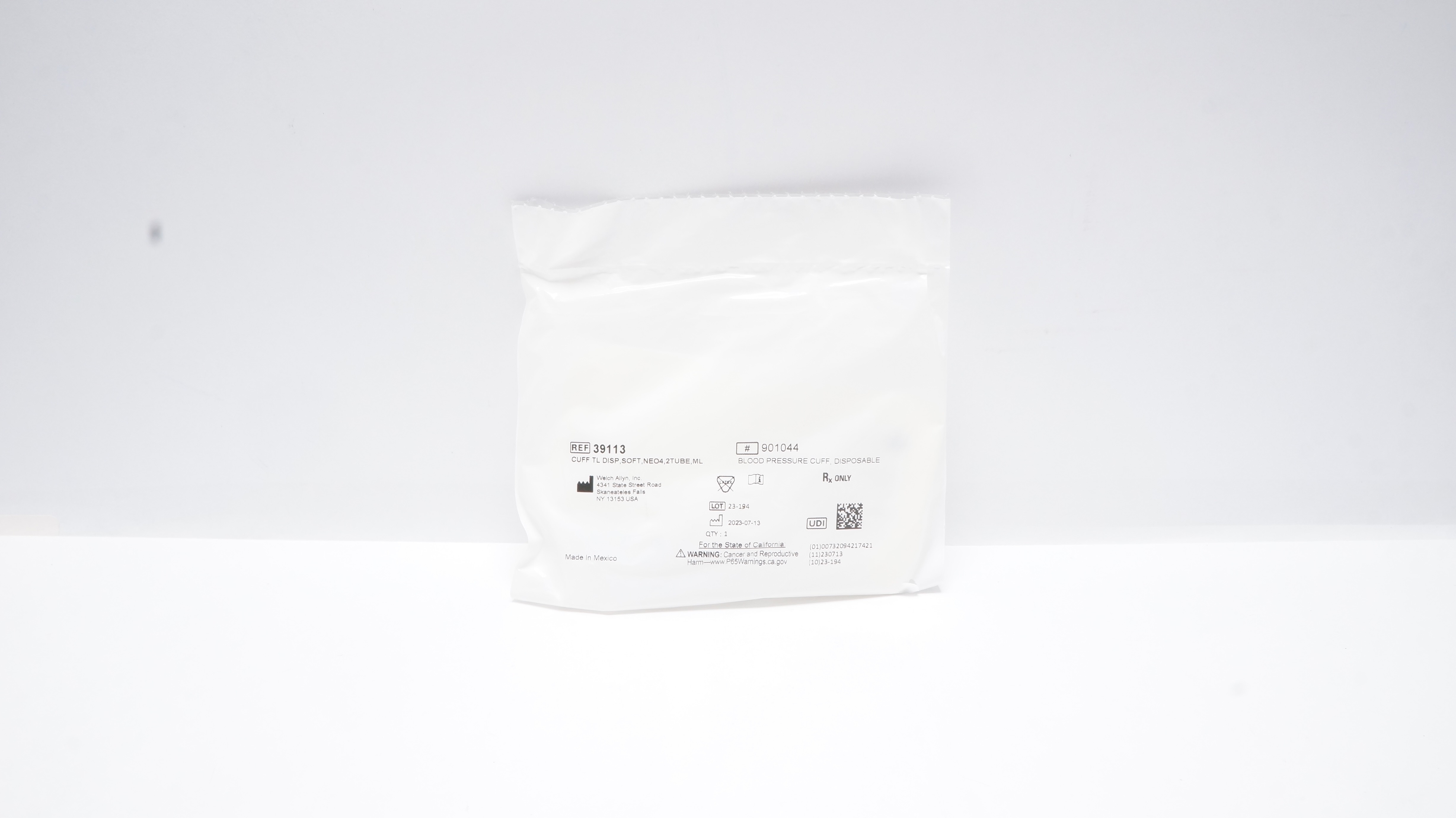 WelchAllyn 39113/901044 TL Disposable Blood Pressure Cuff Soft Neo 4, 2 Tube ML