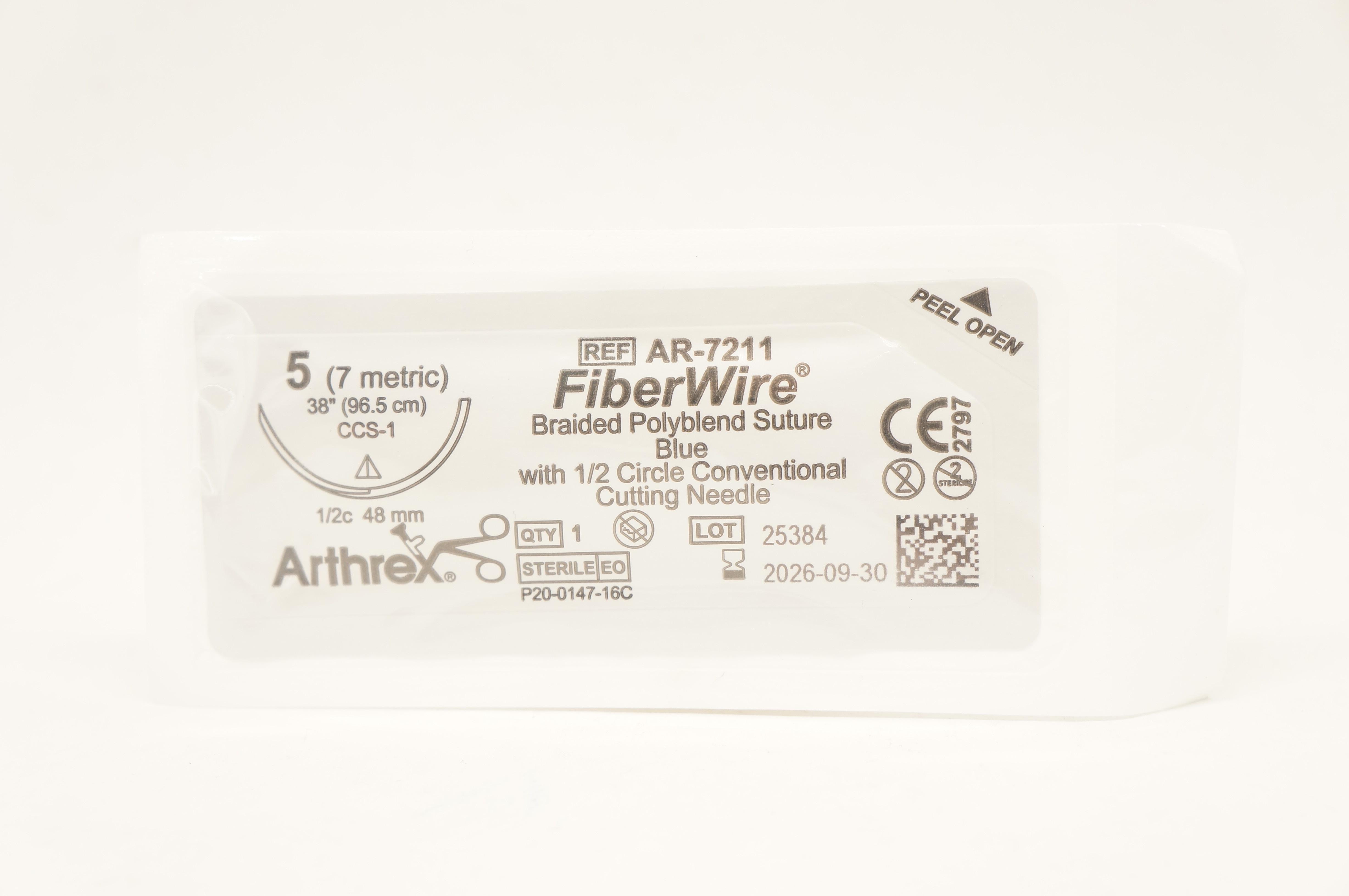 Arthrex AR-7211 5 FiberWire Braided Polyblend Stre CCS-1 1/2c 48mm, 38 inch