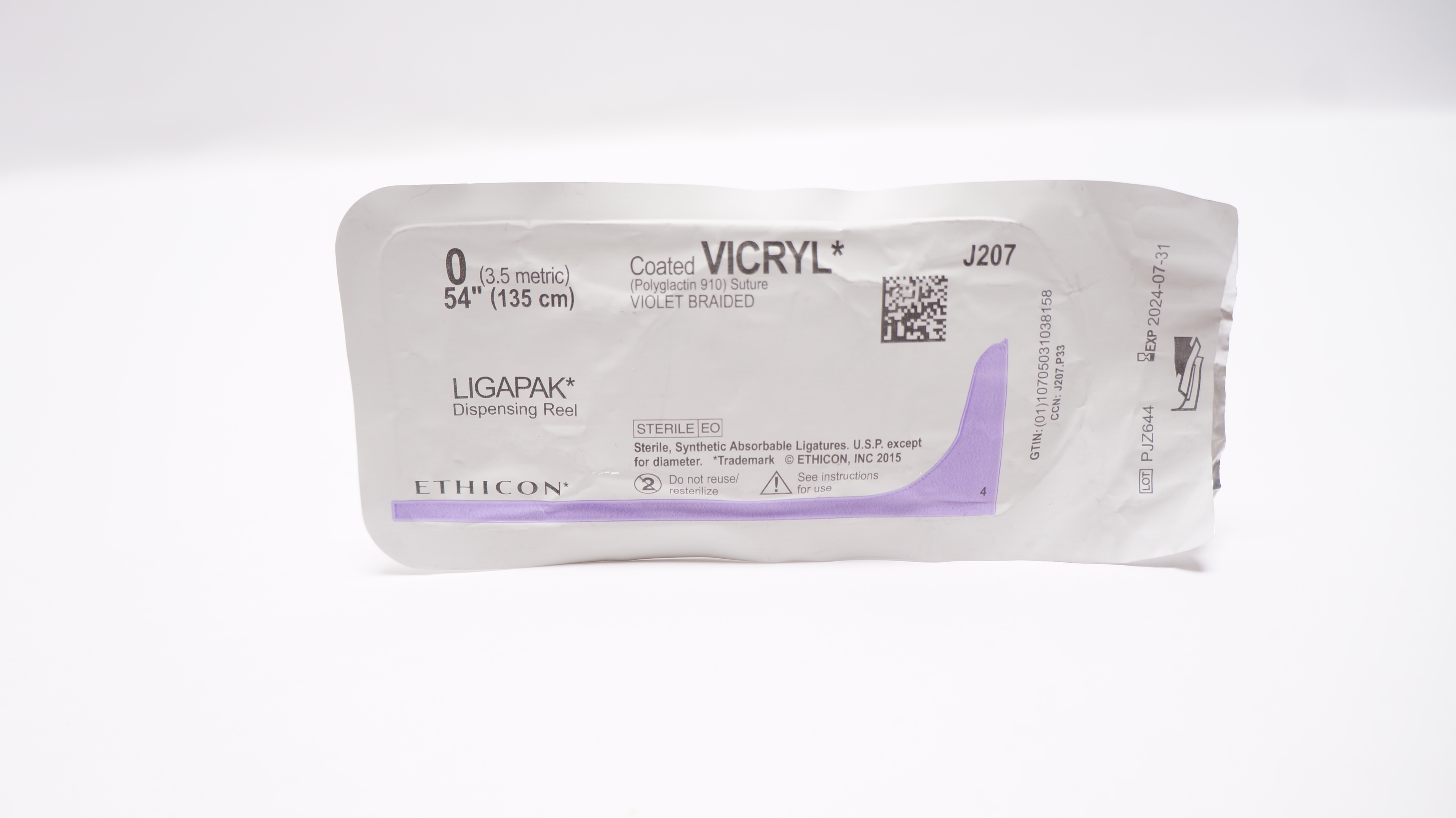 Ethicon J207 0 VICRYL LIGAPAK Dispensing Reel, 54inch