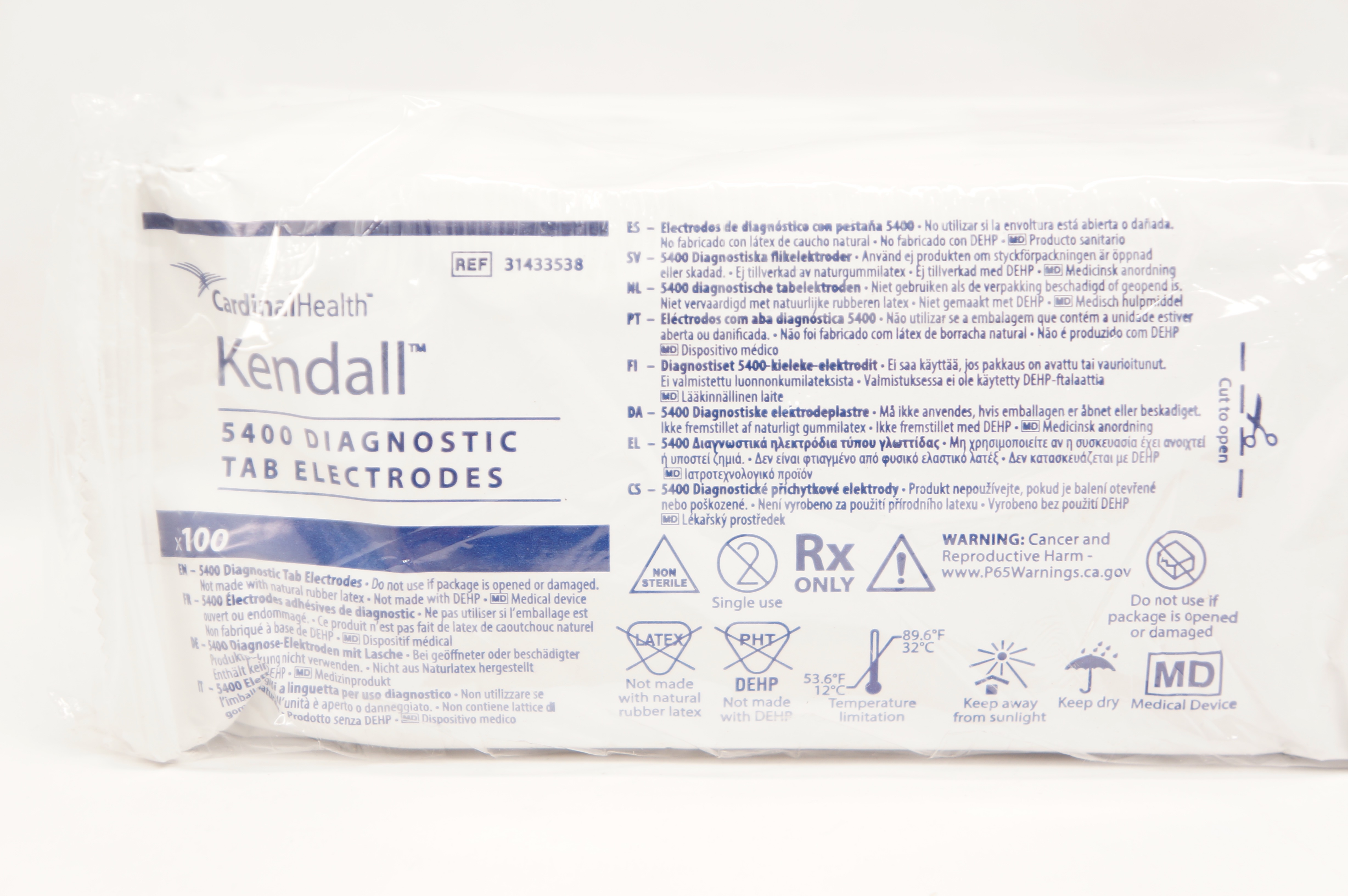 Cardinal Health 31433538 Kendall 5400 Diagnostic Tab Electrodes - Pack of 100