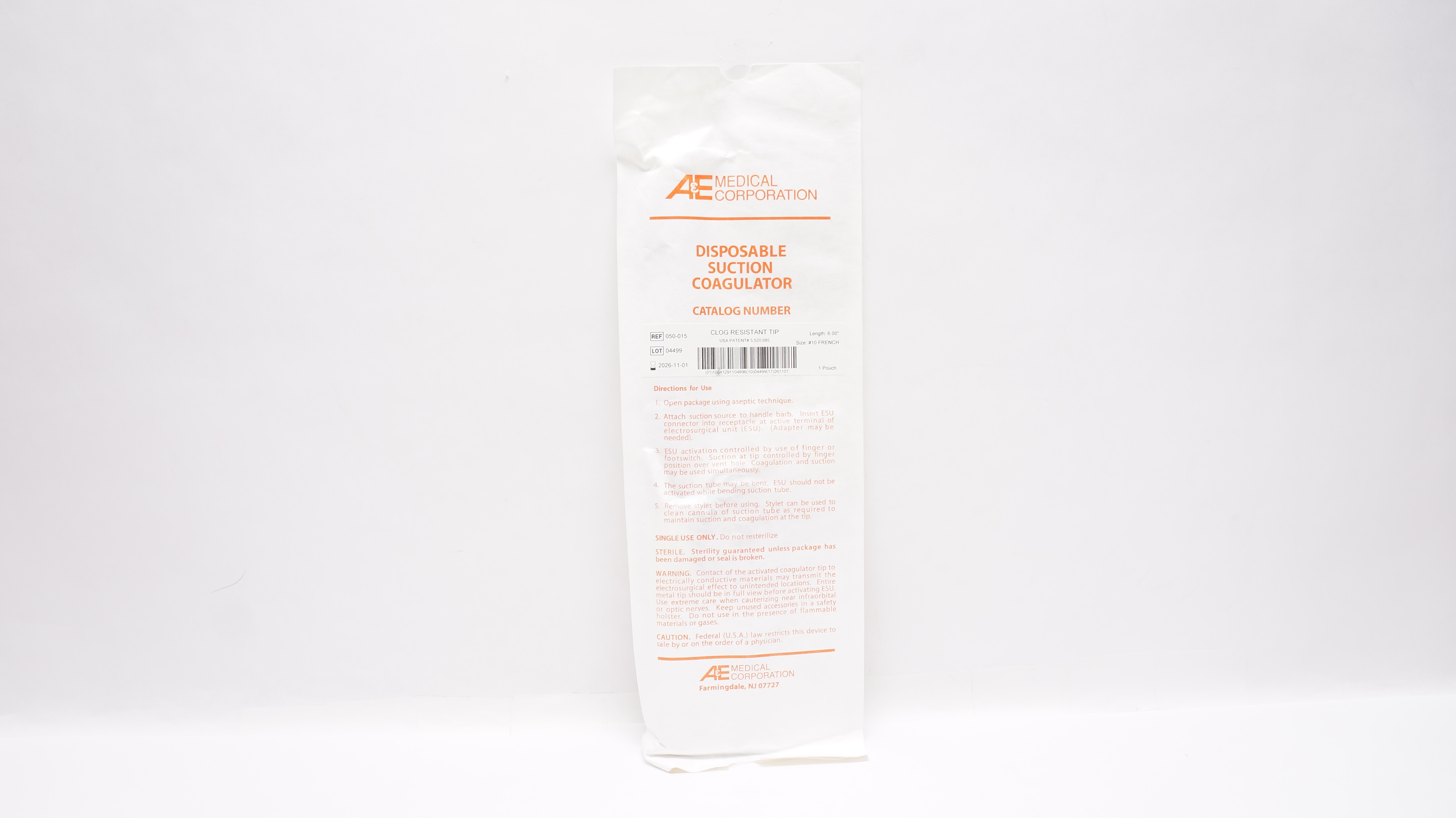 Coagulator A&E Medical Corporation 050-015 Disposable Suction Coagulator 6.00inch ...