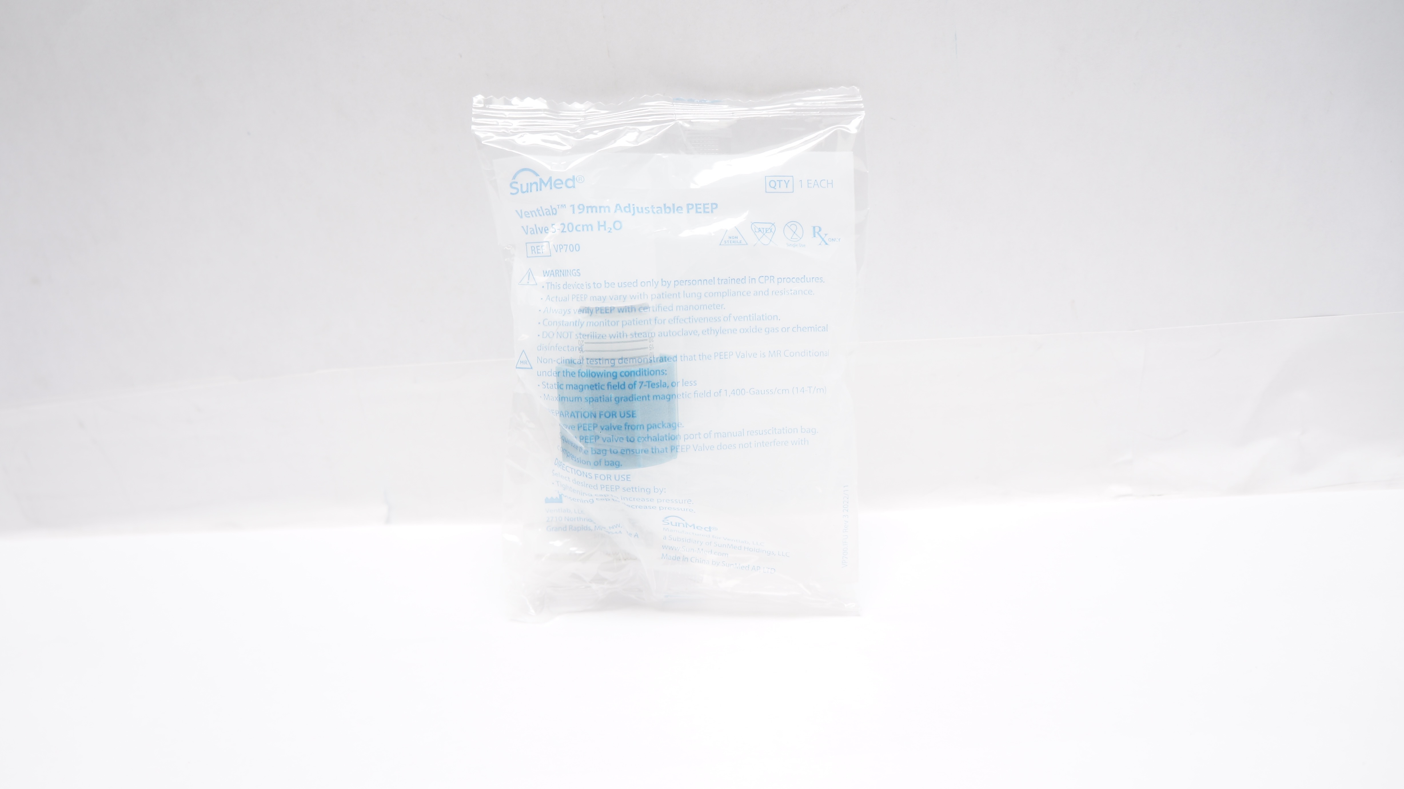 Ventlab VP700 SunMed Adjustable Peep Valve 19mm, 5-20cm H2O