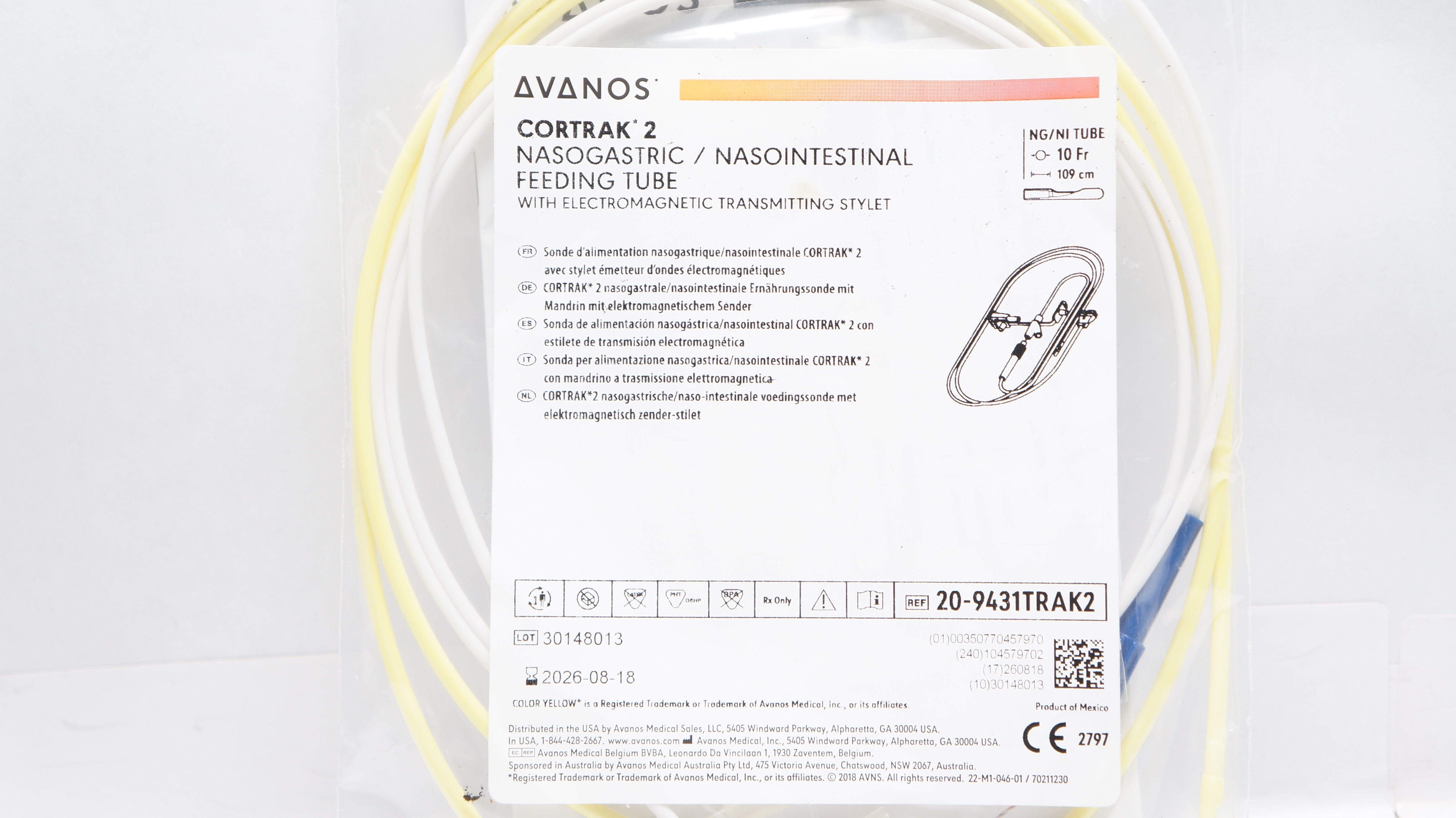 Avanos 209431TRAK2 Cortrak2 Nasogastric/Nasointestinal Feeding Tube