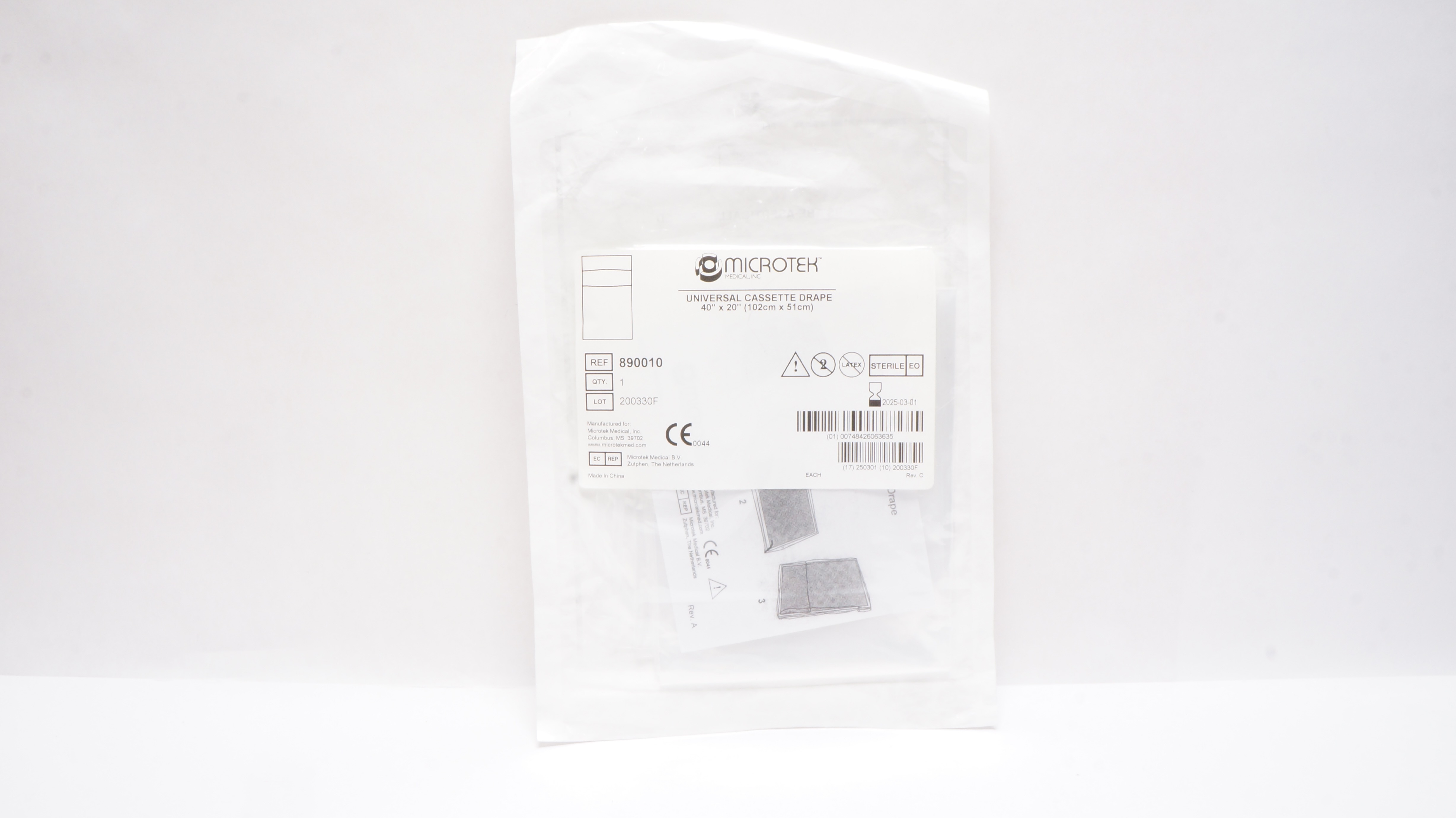 Microtek 890010 Universal Cassette Drape 40 inch x 20 inch