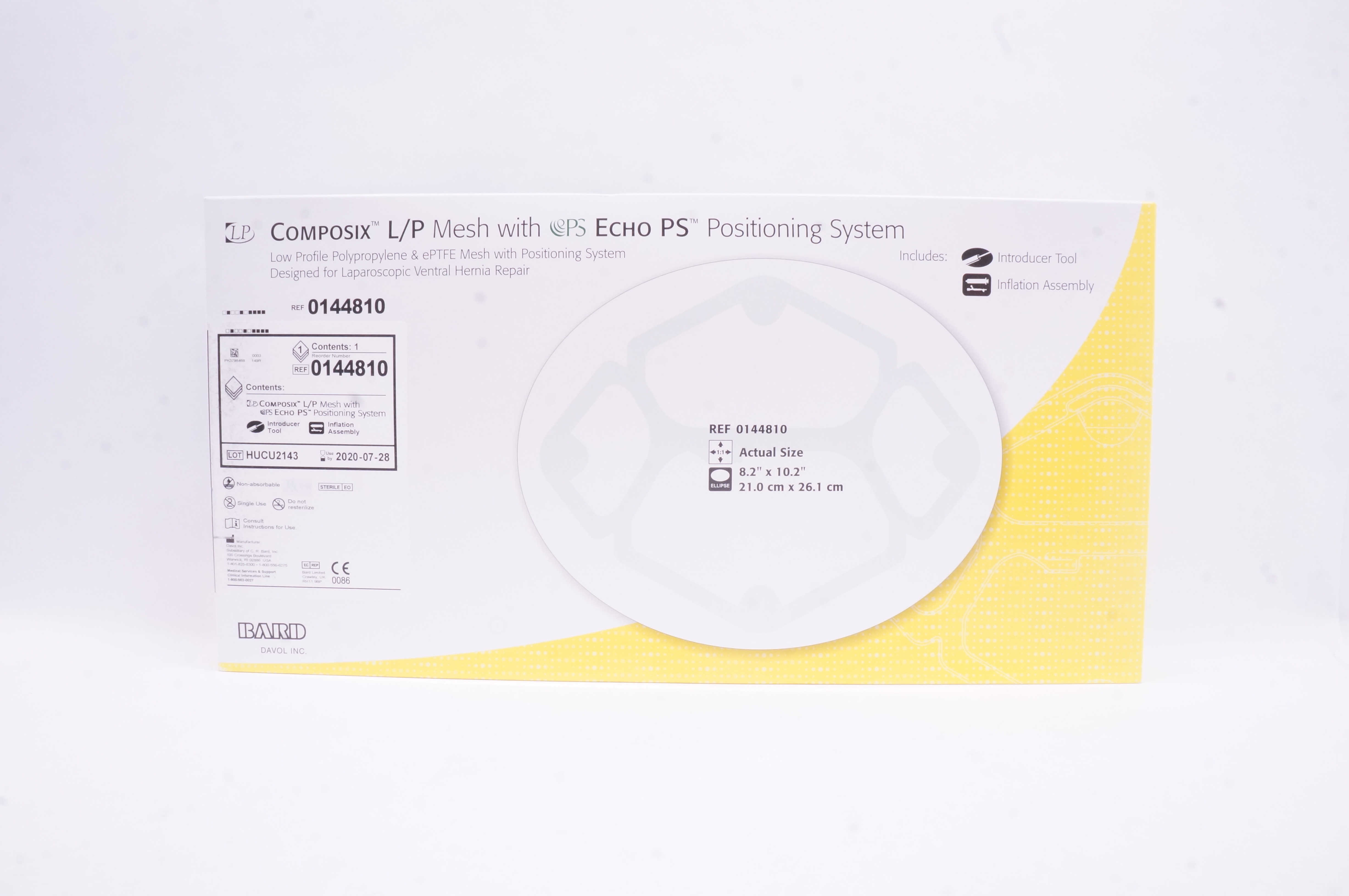 Bard 0144810 Composix L/P Mesh With Echo PS Mesh 8.2 x 10.2 inch (x)