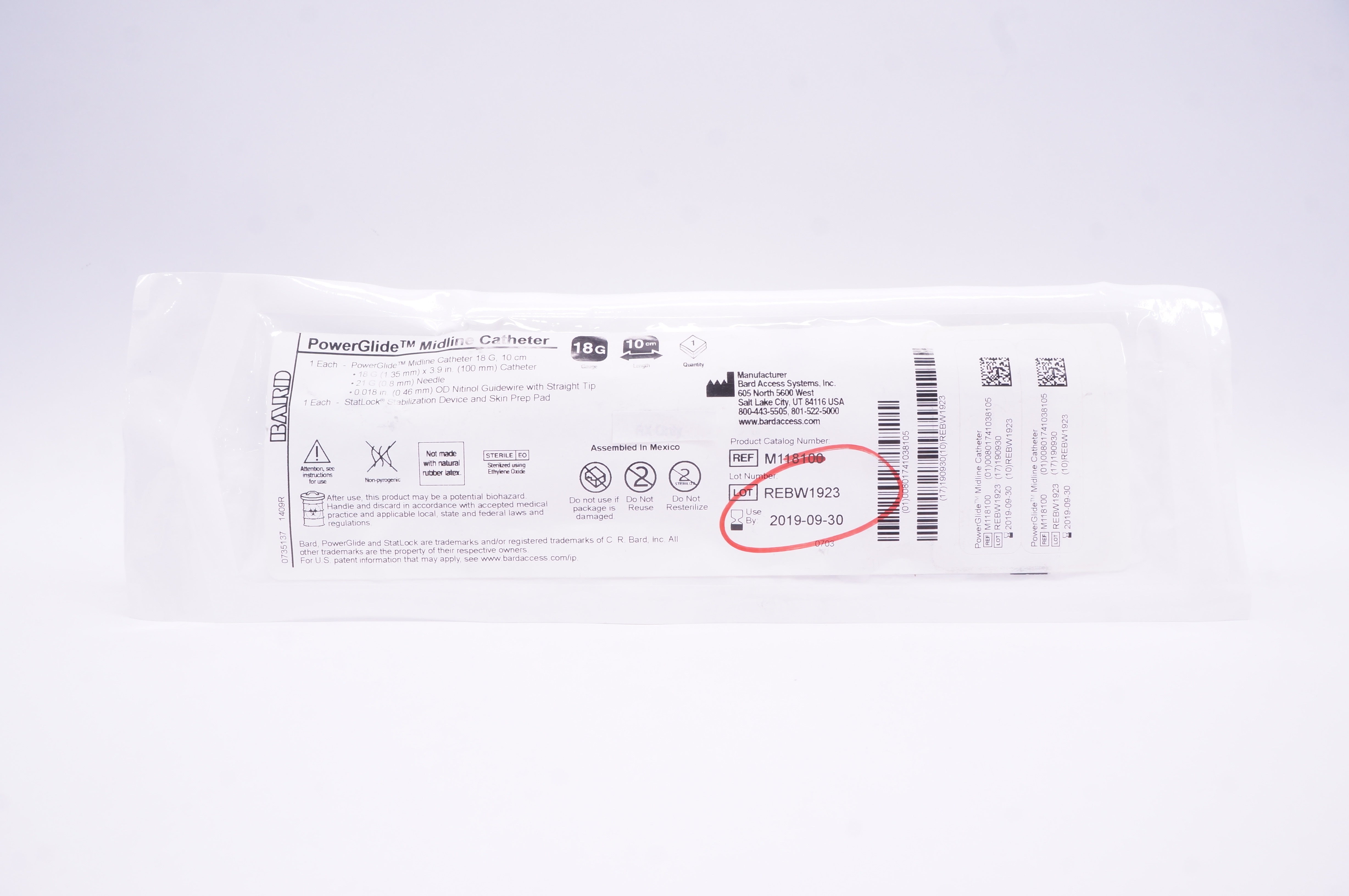 Bard M118100 PowerGlide Midline Cath. 18G x 10cm (x)