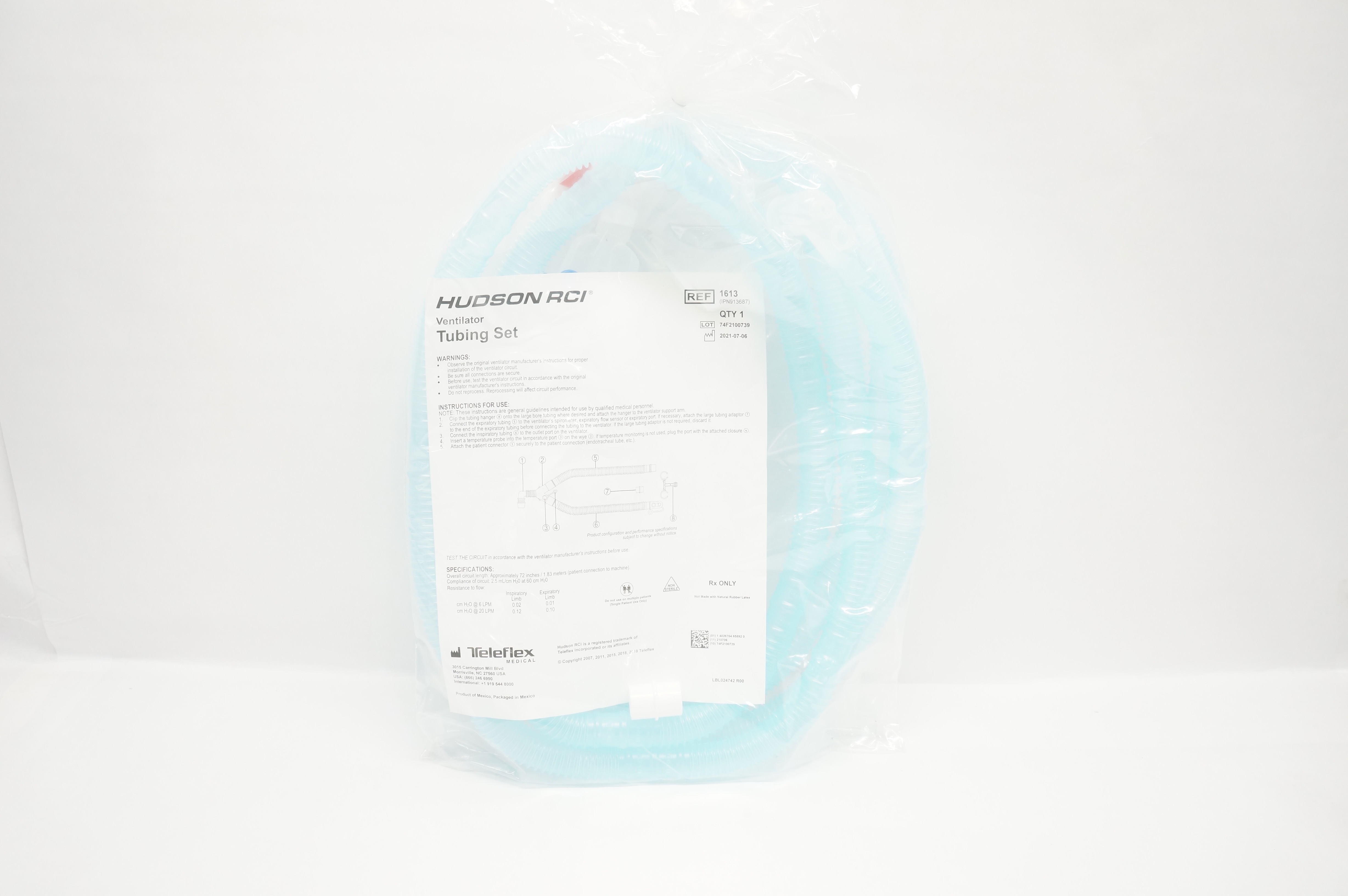 Teleflex 1613 Hudson RCI Ventilator Tubing Set