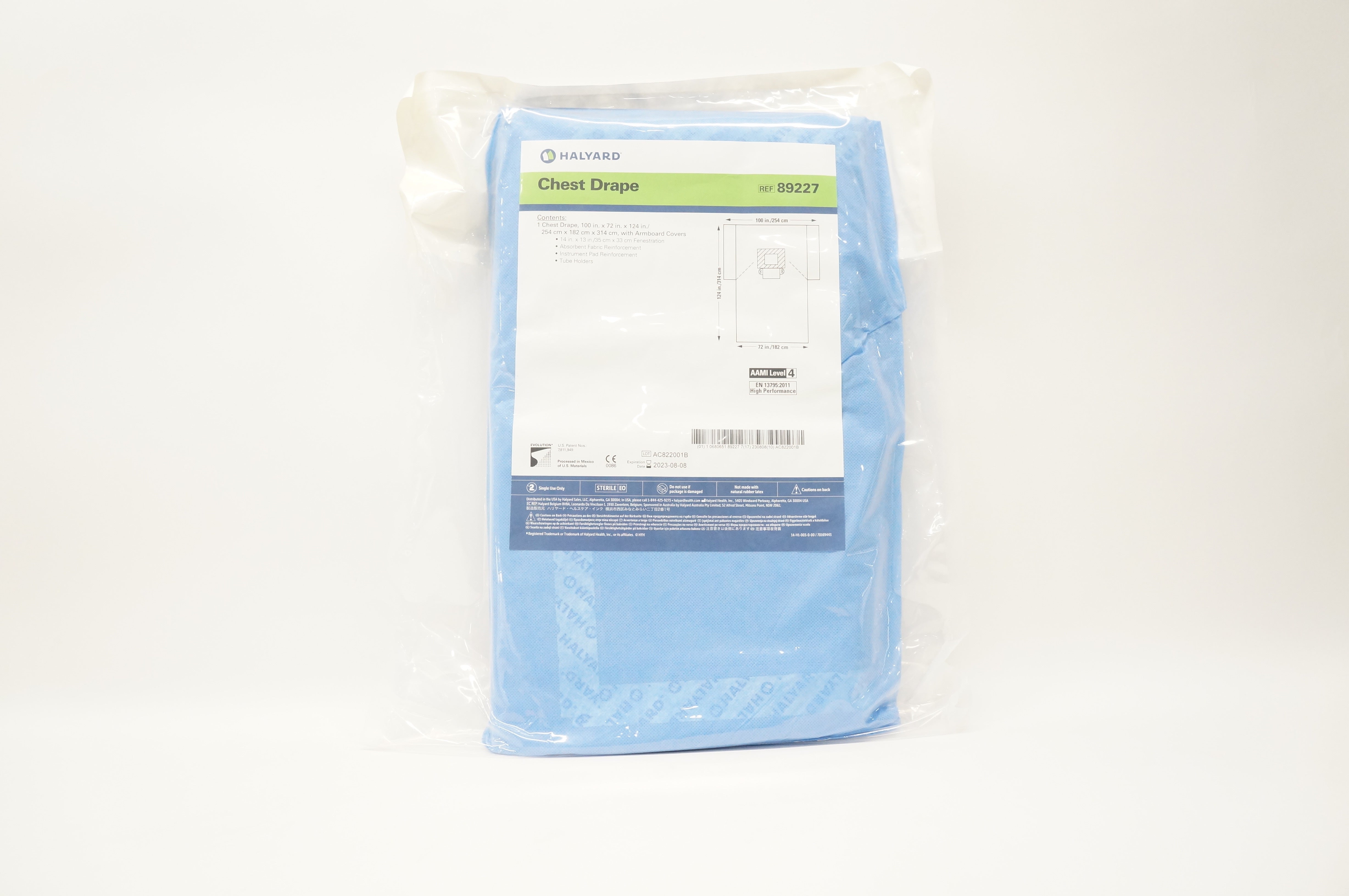 Halyard 89227 Chest Drape, Level 4, 100inch x 124inch