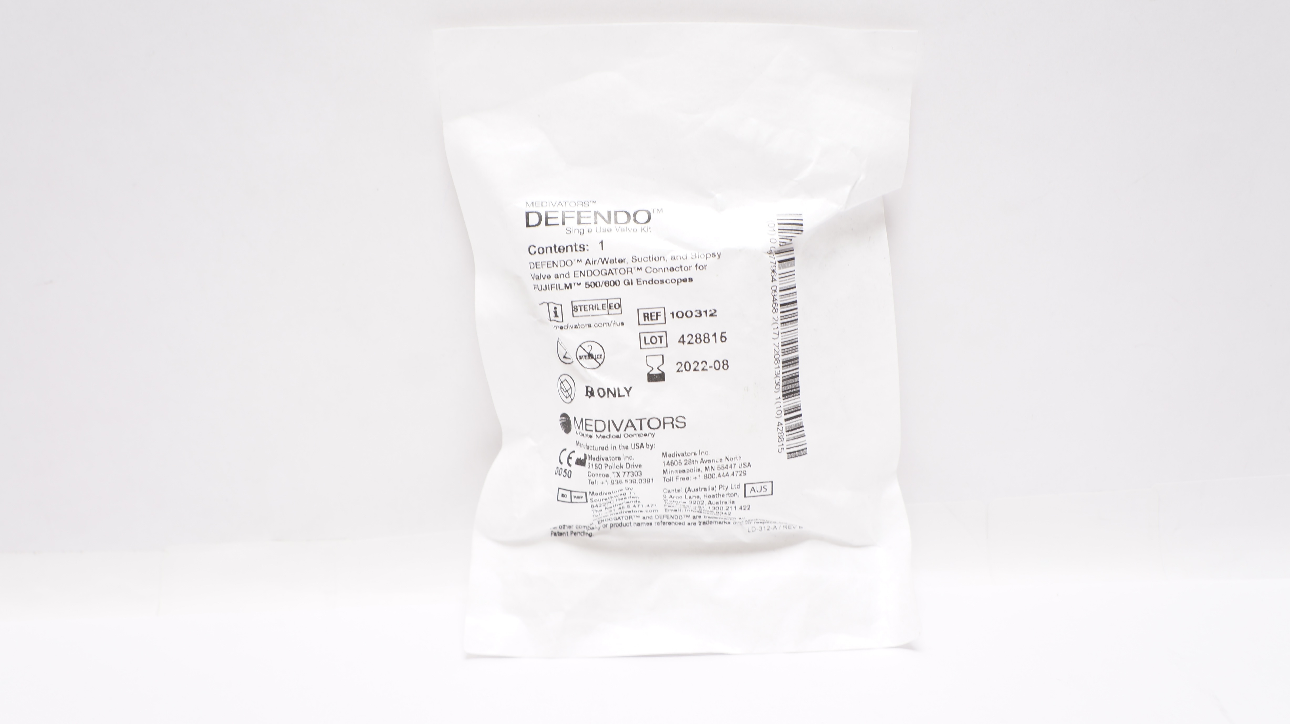 Medivators 100312 Defendo Single Use Valve Kit (x)
