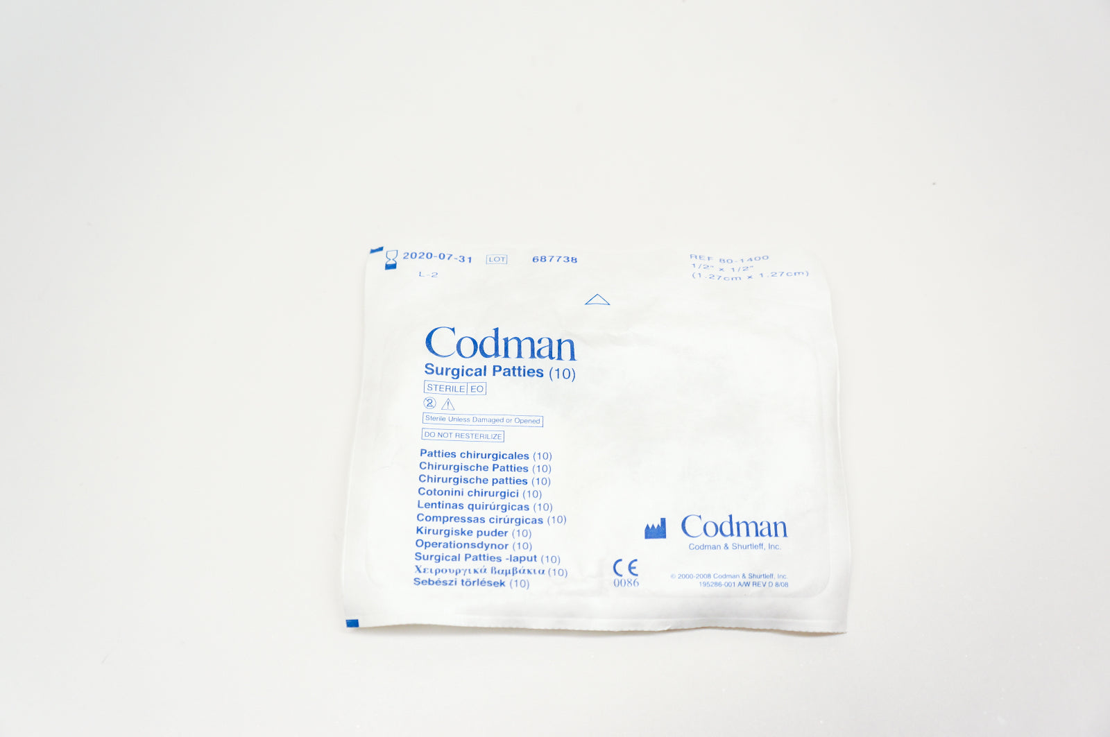 Codman 80-1400 Surgical Patties 1/2inch x 1/2inch - Lot of 10 packs