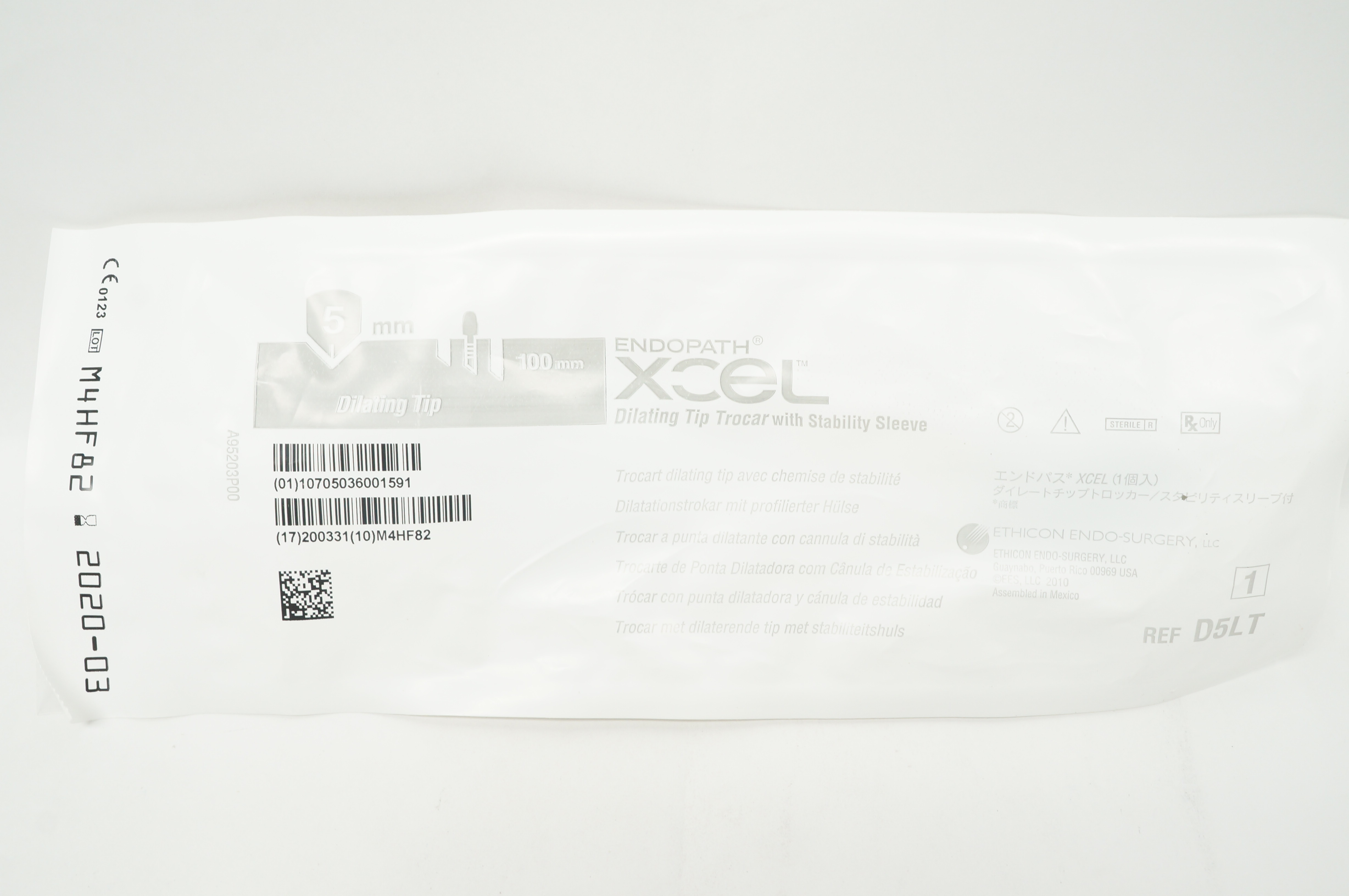 Ethicon D5LT Endopath Xcel Dilating Tip Trocar w/Stability Sleeve 5mm x 100mm(x)