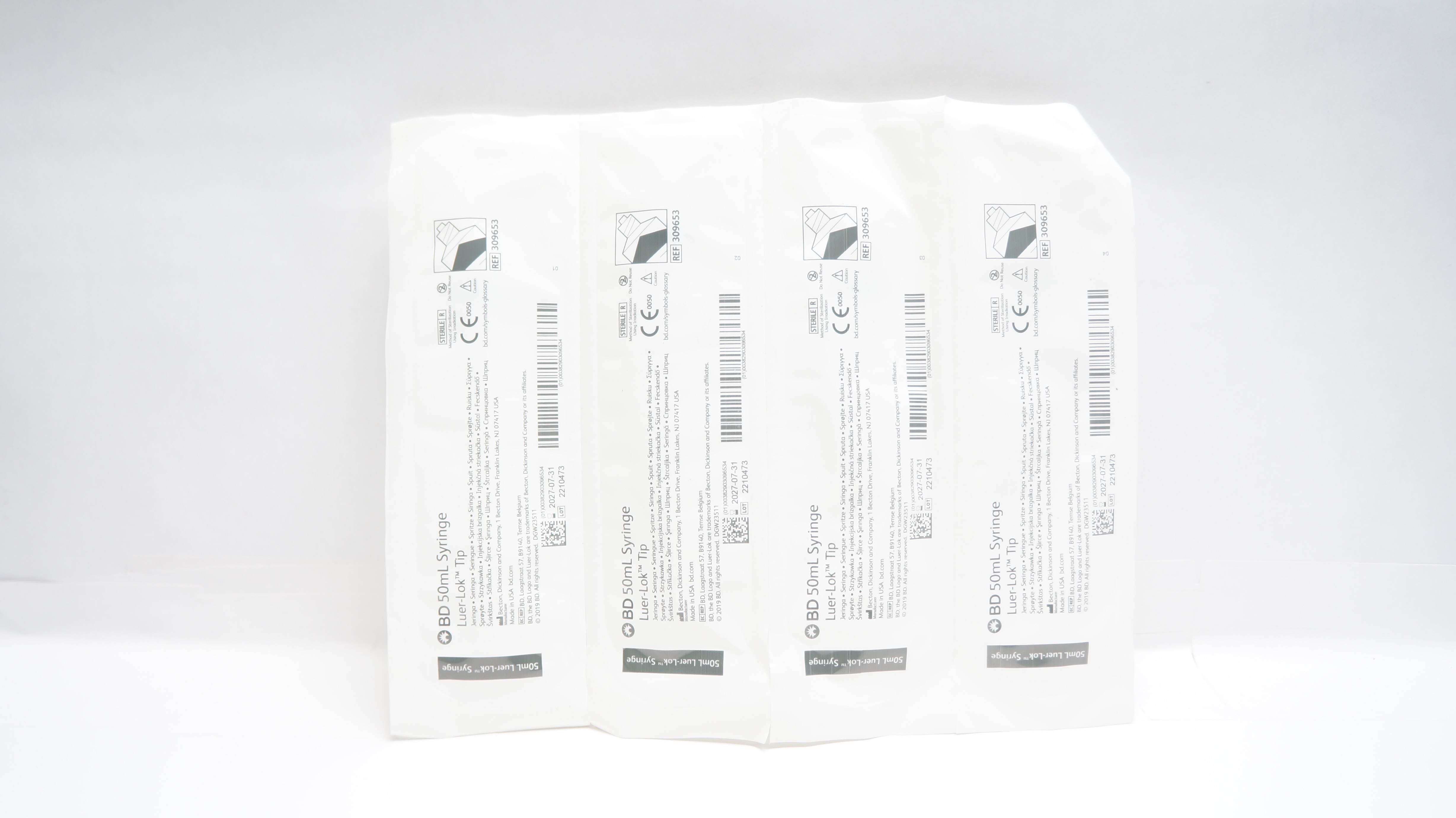BD 309653 50ml Syringe Luer-Lok Tip - 4 Packs