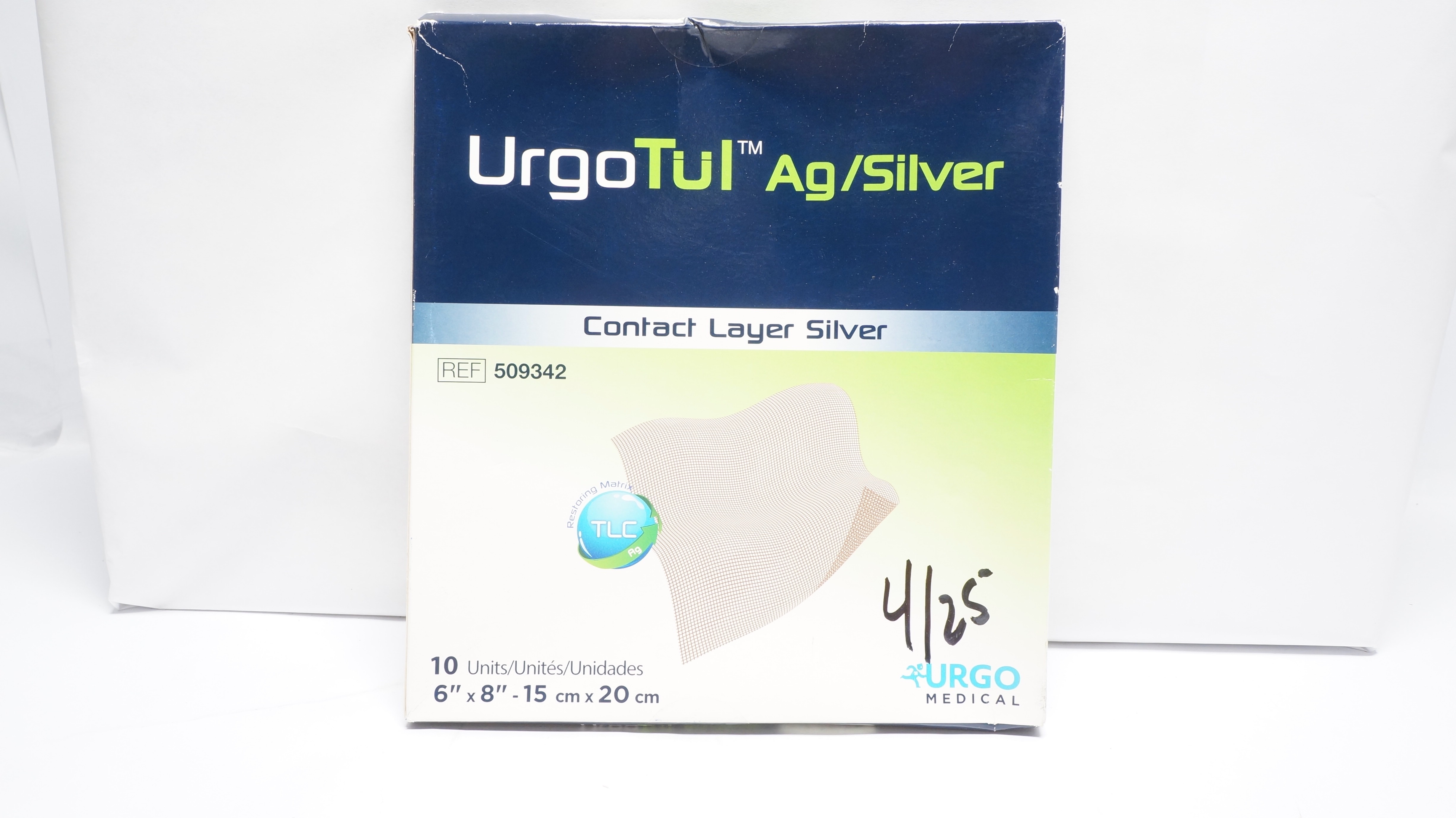 Urgo Medical 509342 UrgoTul Ag/Silver Contact Lawyer 6inch x 8inch(x) -Box of 10