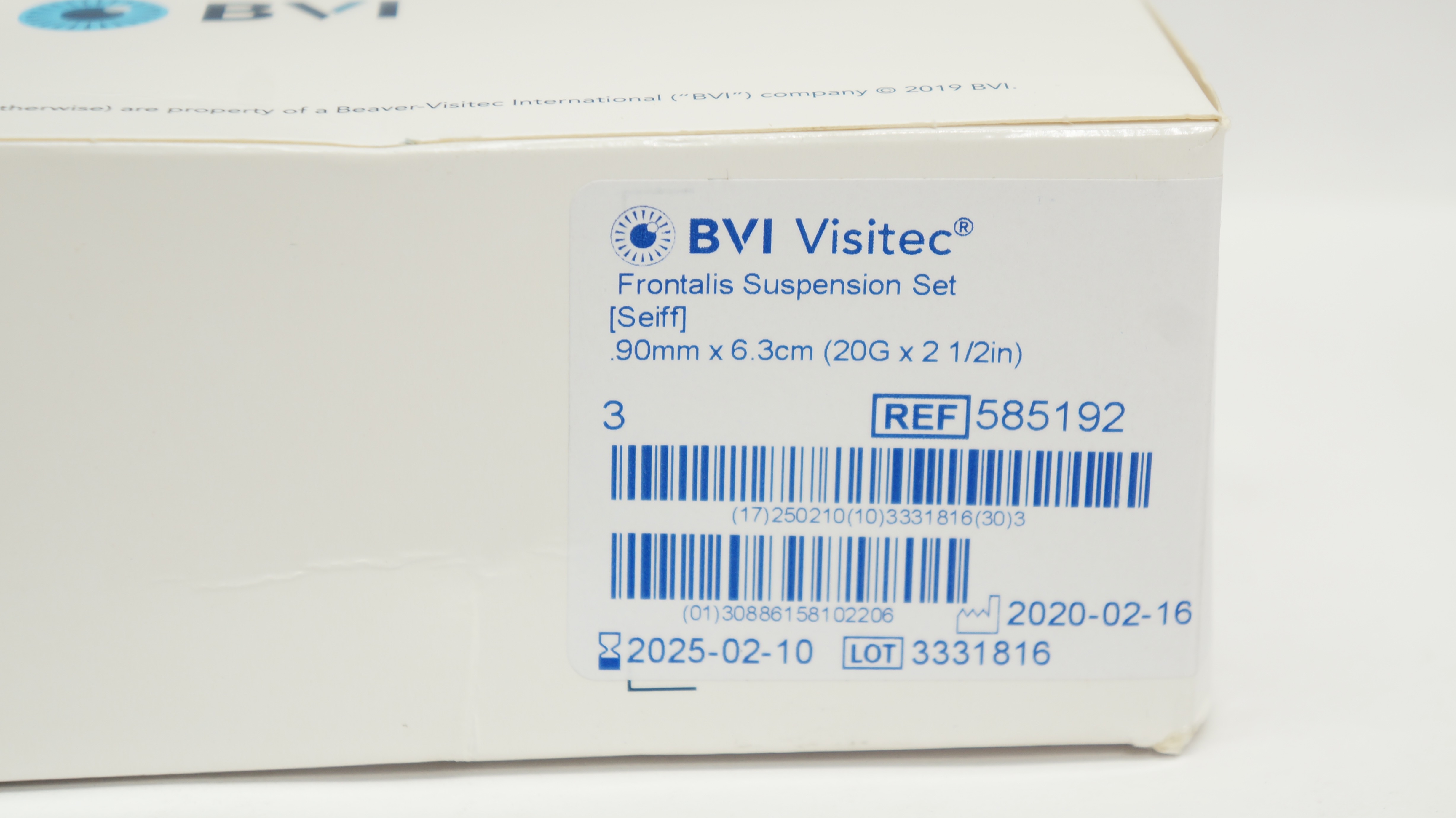 BVI 585192 Visitec Frontalis Suspension Set 20G x 2-1/2inch - Box of 3