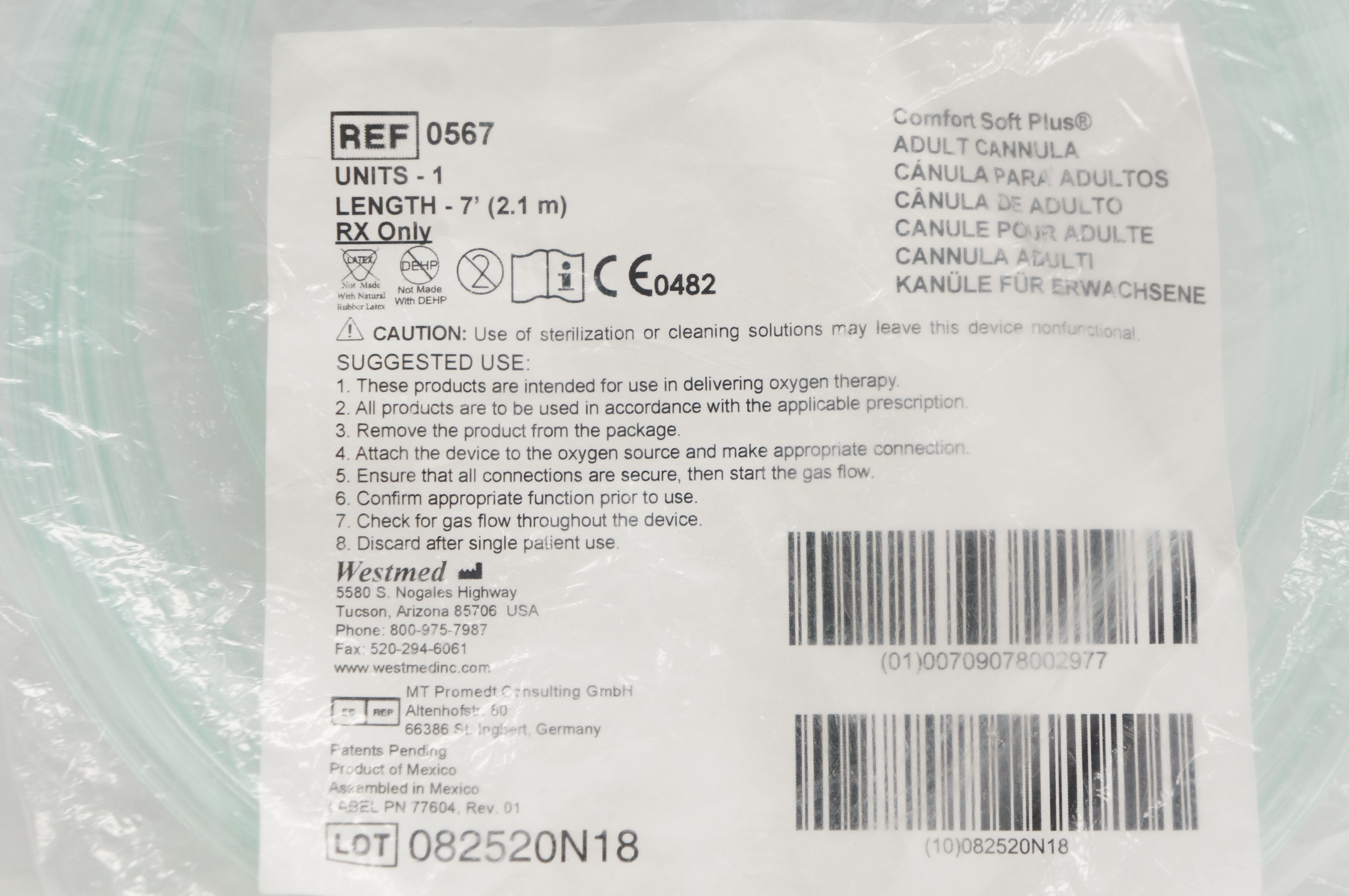 Westmed 0567 Comfort Soft Plus Adult Cannula 7 ft.