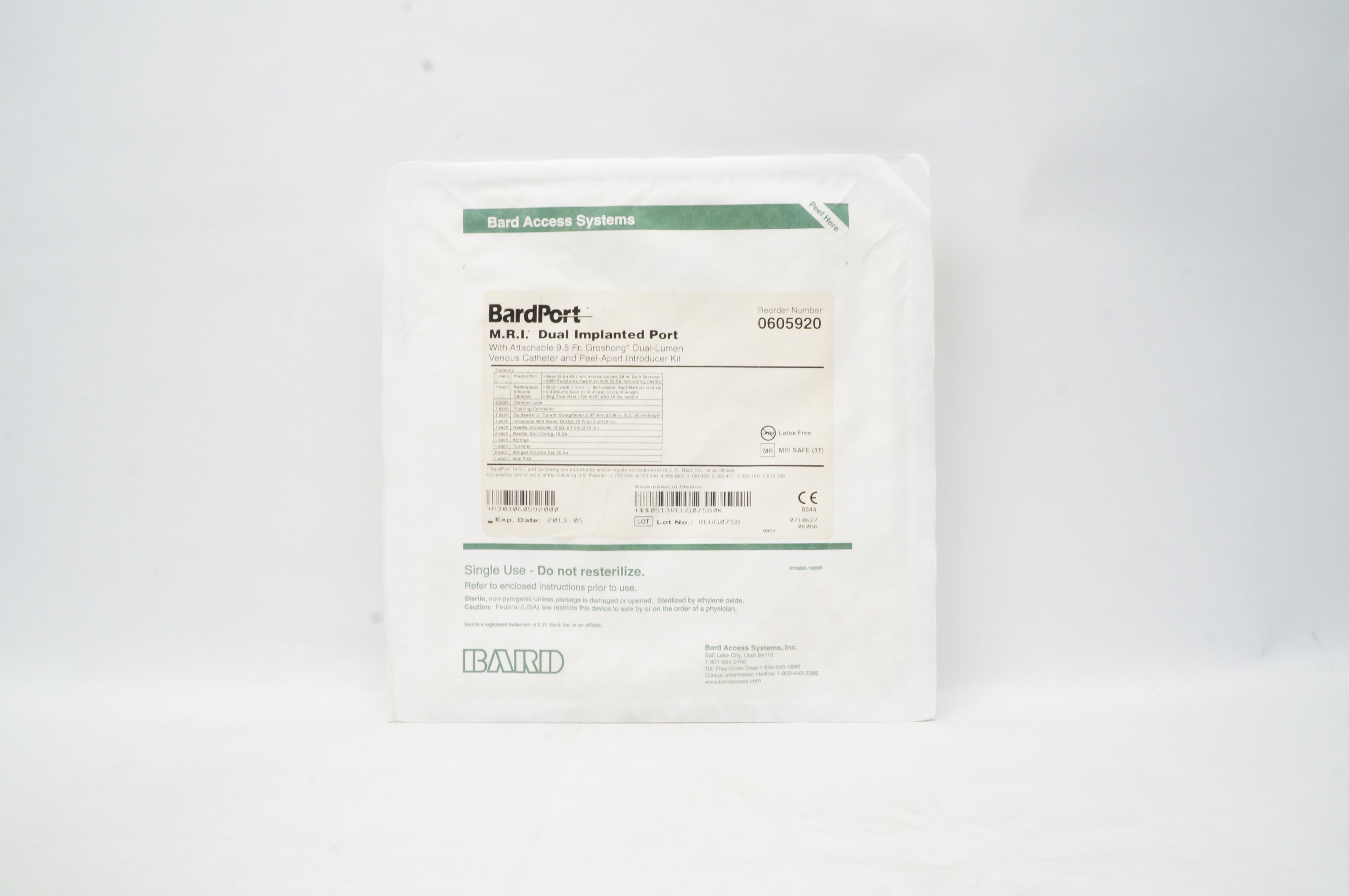 Bard 0605920 M.R.I. Dual Implanted Port (x)