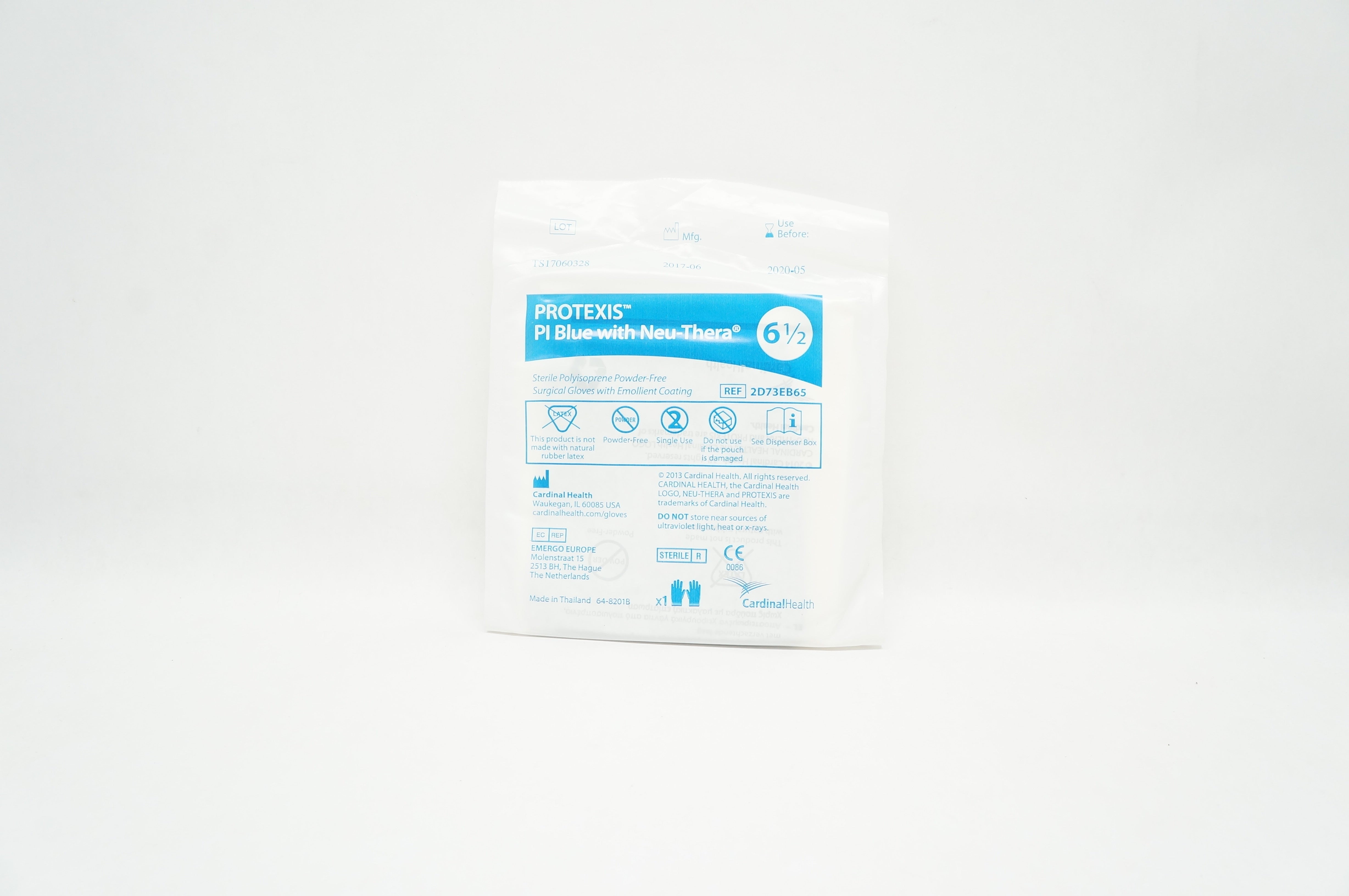 Cardinal Health 2D73EB65 Protexis PI Blue With Neu-Thera Surgical Gloves 6 1/2 (x)